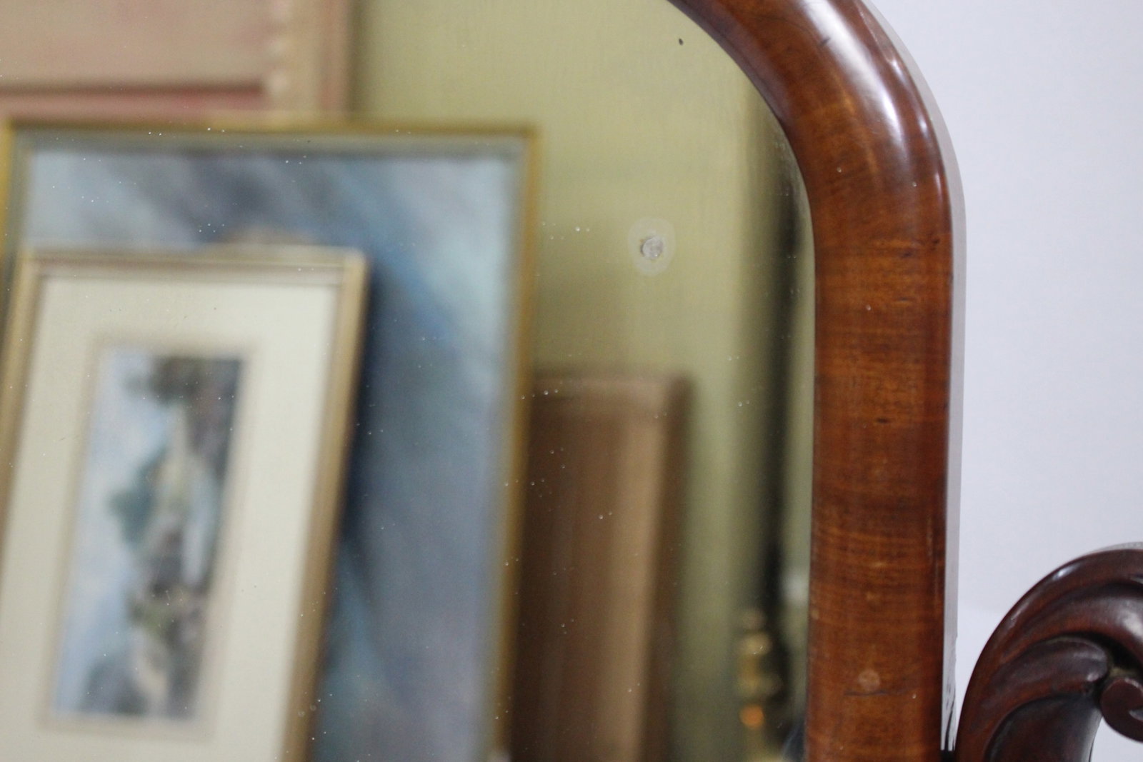 Victorian Mahogany Harp Shaped Toilet Mirror c.1850 - 4