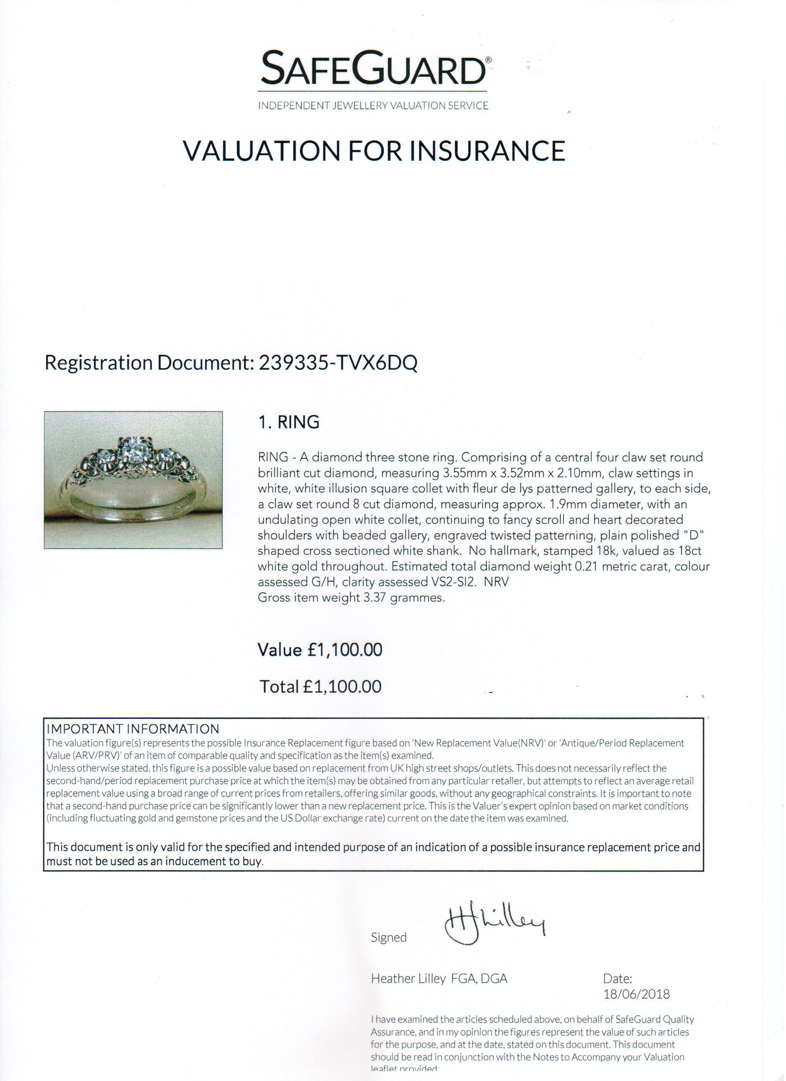 Diamond Three-Stone Ring in 18ct White Gold - 5