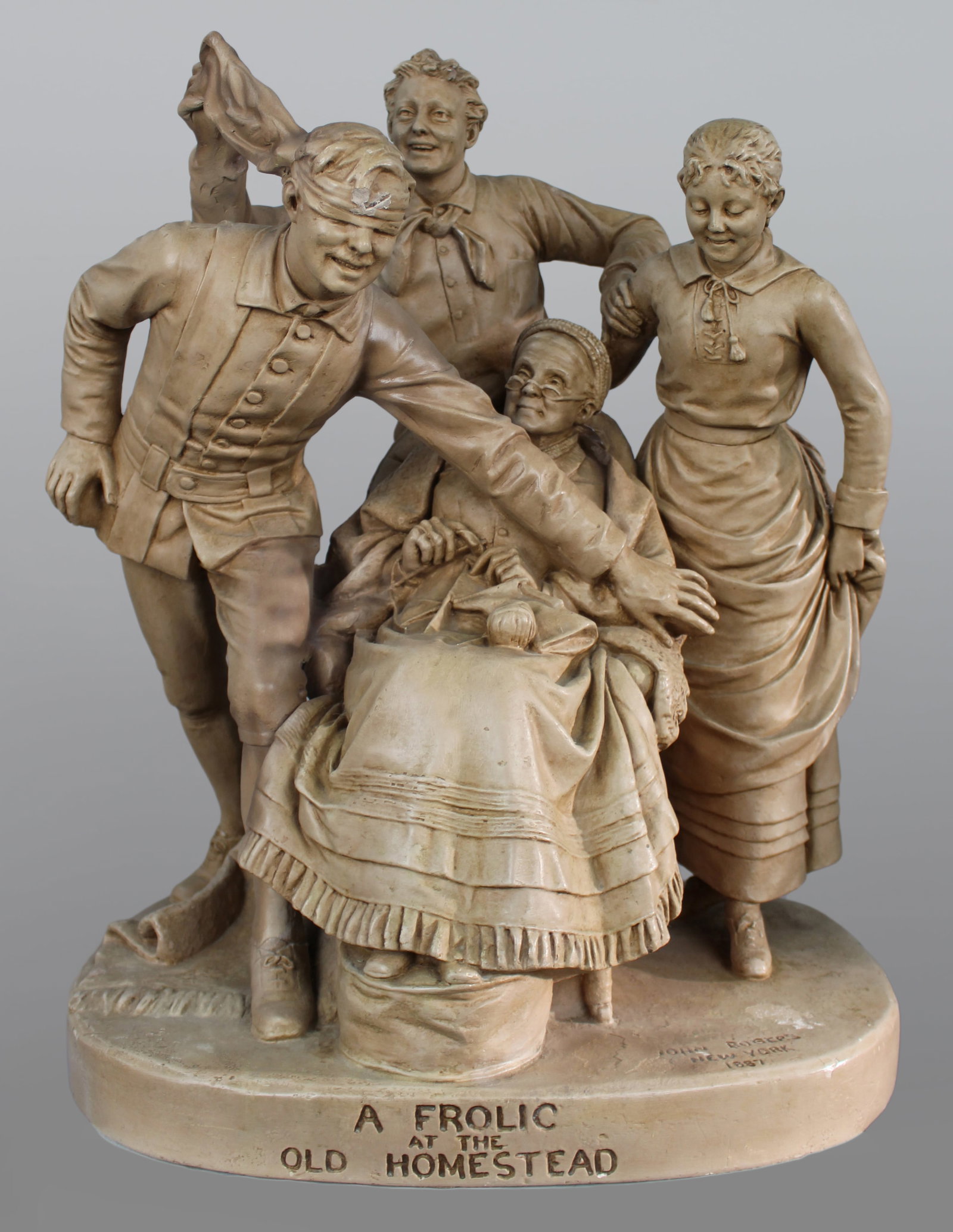 Antique Painted Plaster Sculpture John Rogers (American, 1829–1904) - 10