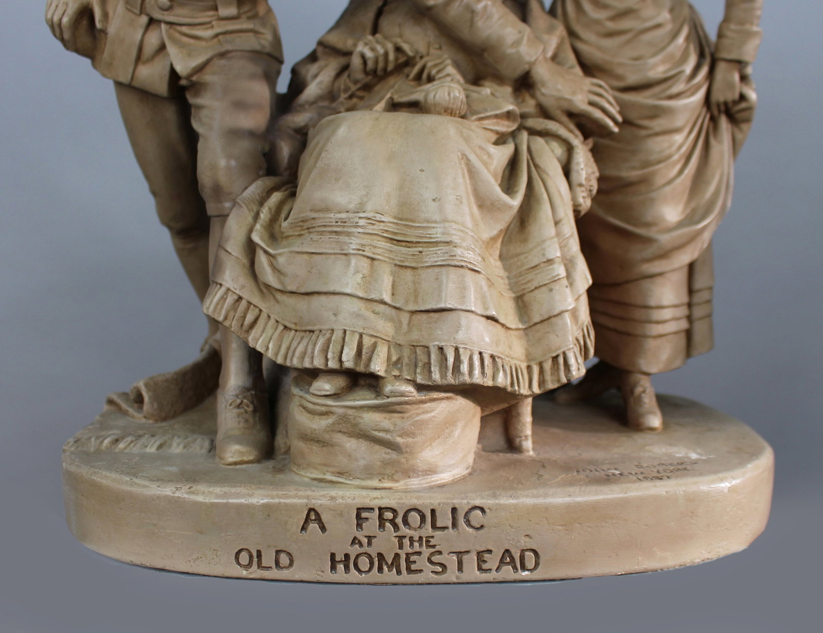 Antique Painted Plaster Sculpture John Rogers (American, 1829–1904) - 11