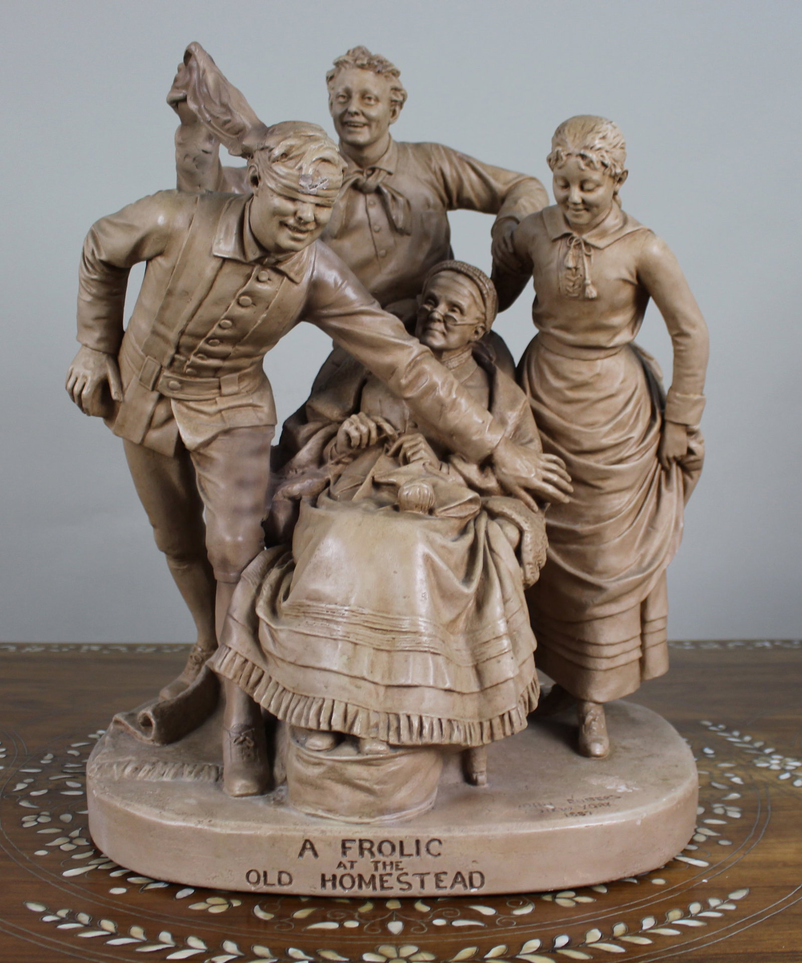 Antique Painted Plaster Sculpture John Rogers (American, 1829–1904) (1 of 16)