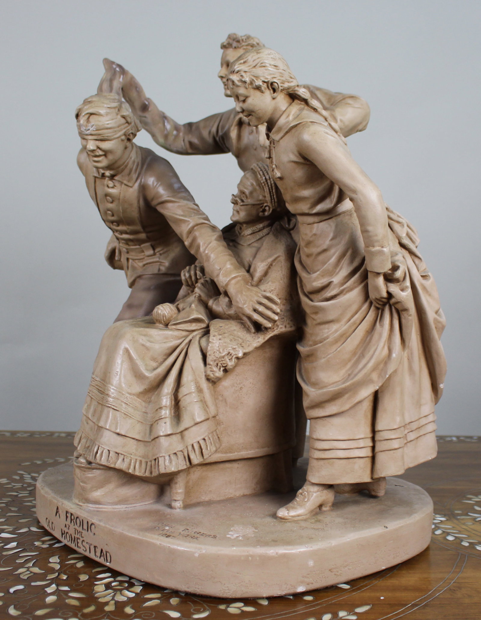Antique Painted Plaster Sculpture John Rogers (American, 1829–1904) - 7