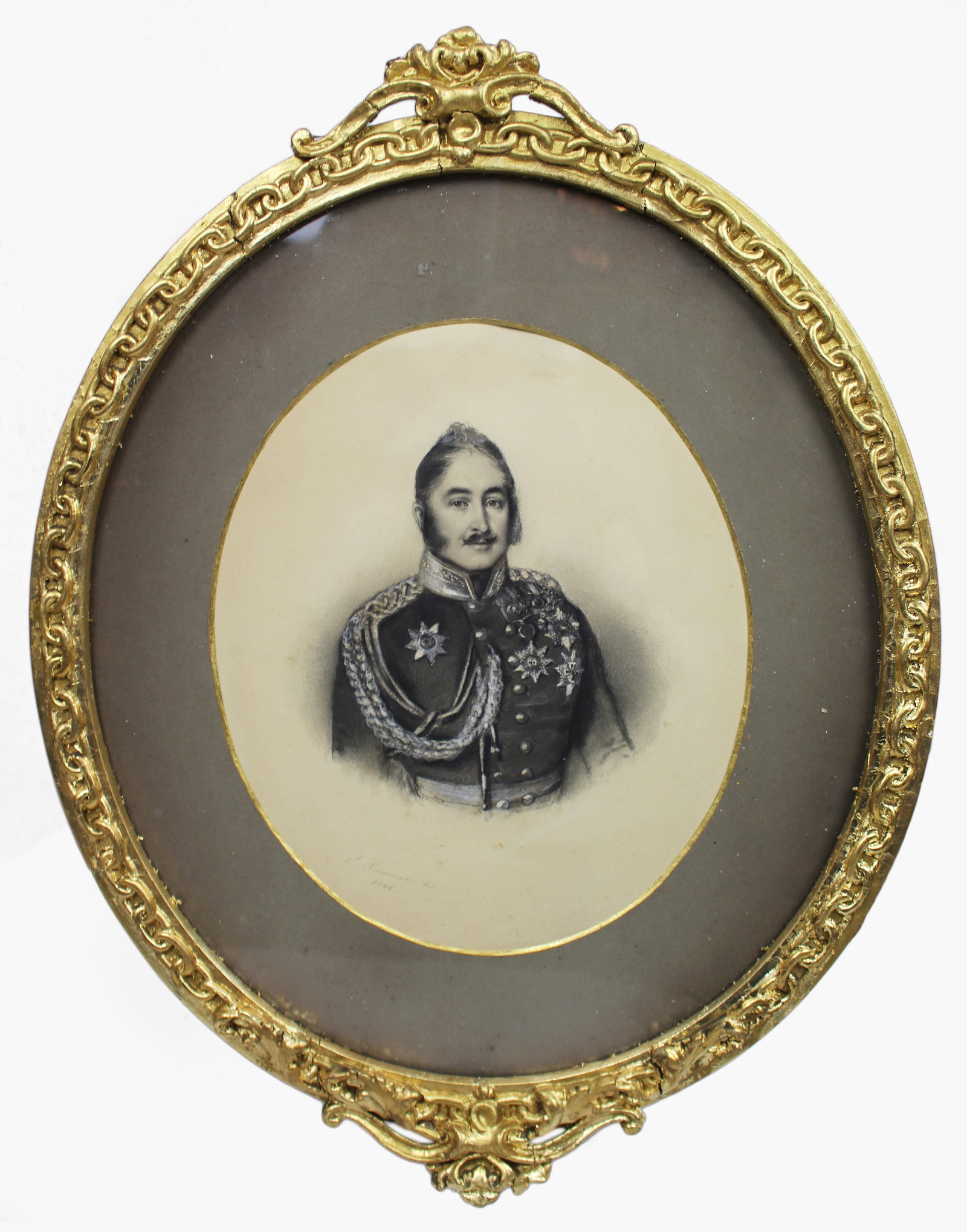 Pair of Mid 19th c. Oval Drawings by C.Reimann - 11