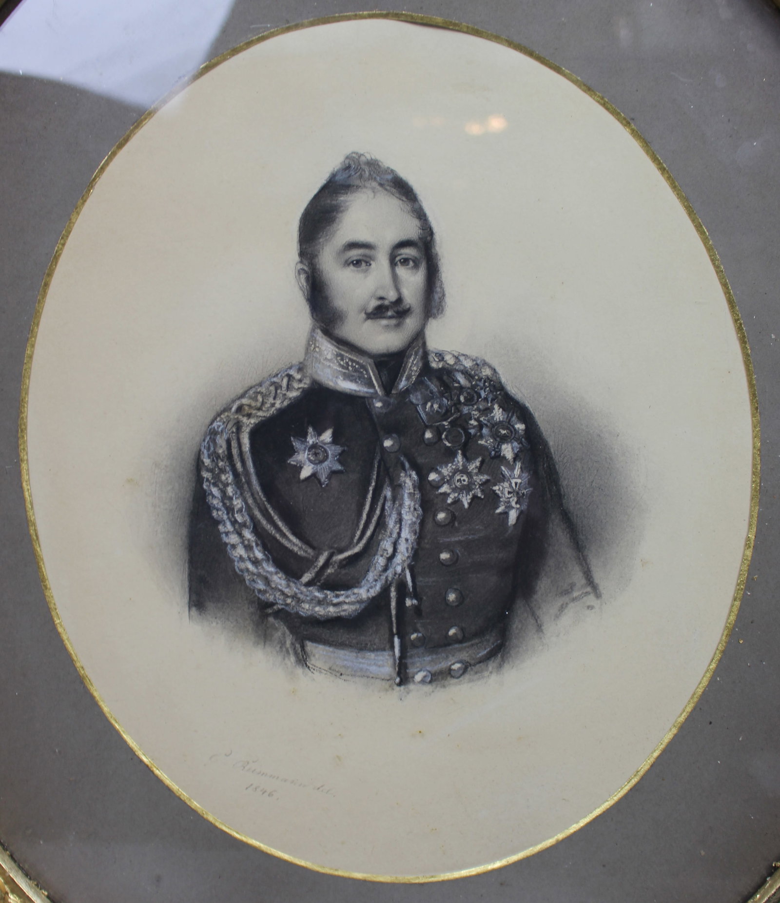 Pair of Mid 19th c. Oval Drawings by C.Reimann - 12