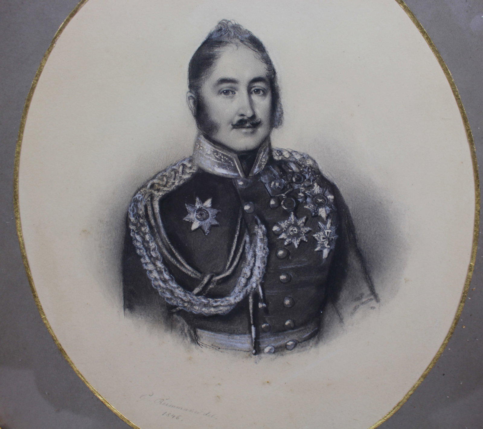 Pair of Mid 19th c. Oval Drawings by C.Reimann - 13