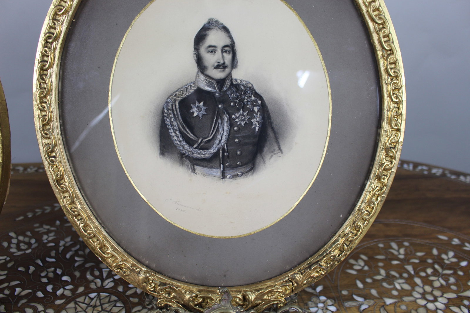 Pair of Mid 19th c. Oval Drawings by C.Reimann - 5