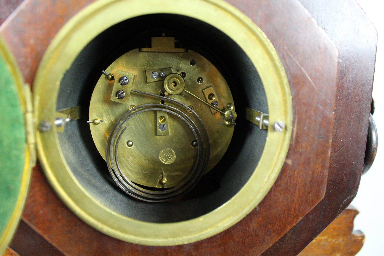 Antique 19th-Century Brass Inlaid Mantel Clock - 15