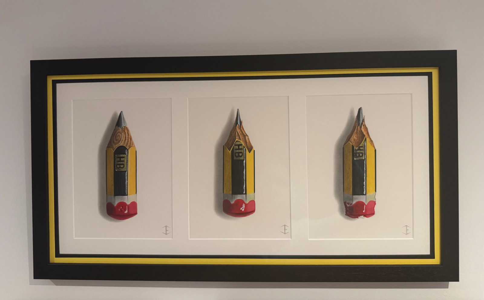 Jamie Eade Original Artwork - Staedltler Pencil Hyperrealism Triptych: Title: Jamie Eade Original Artwork - Staedltler Pencil Hyperrealism Triptych Description: Original colour pencil artwork by Hyperrealist artist Jamie Eade. Framed size measures 585mm