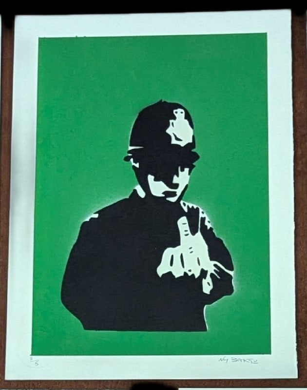 Banksy Not Banksy (Born 1974) 'Rude Copper' 2/5 Editioned, Screen Print, COA, Signed, 2018: Title: Banksy Not Banksy (Born 1974) 'Rude Copper' 2/5 Editioned, Screen Print, COA, Signed, 2018 Description: BANKSY NOT BANKSY (born 1974) 'Rude Copper' 2/5 Editioned, Screen print, COA, Signed,