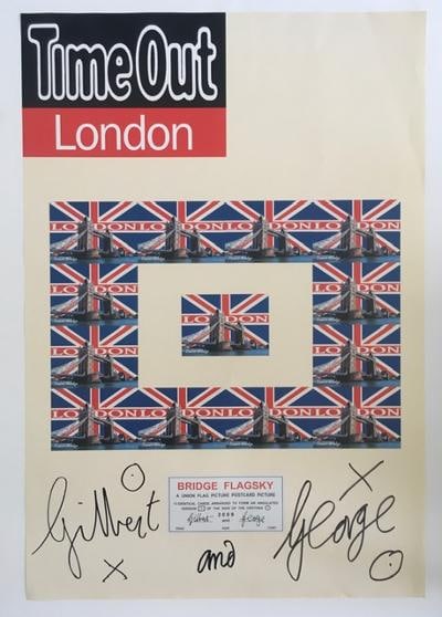 Gilbert & George (b.1943 & 42) Italian & British, Signed,Time Out London, Bridge Flagsky Ltd Ed 2...: Title: Gilbert & George (b.1943 & 42) Italian & British, Signed,Time Out London, Bridge Flagsky Ltd Ed 2009 Description: GILBERT & GEORGE (born 1943) Italian and (1942) British,