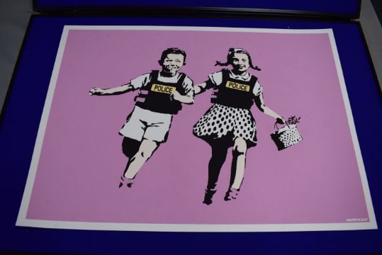 Banksy (b1974) ‘Police Kids / Jack and Jill’ Editioned, Stamped, Banksy By West Country : Title: Banksy (b1974) ‘Police Kids / Jack and Jill’ Editioned, Stamped, Banksy By West Country Prince, 2005 Description: Banksy (b1974) ‘Police Kids / Jack and Jill’