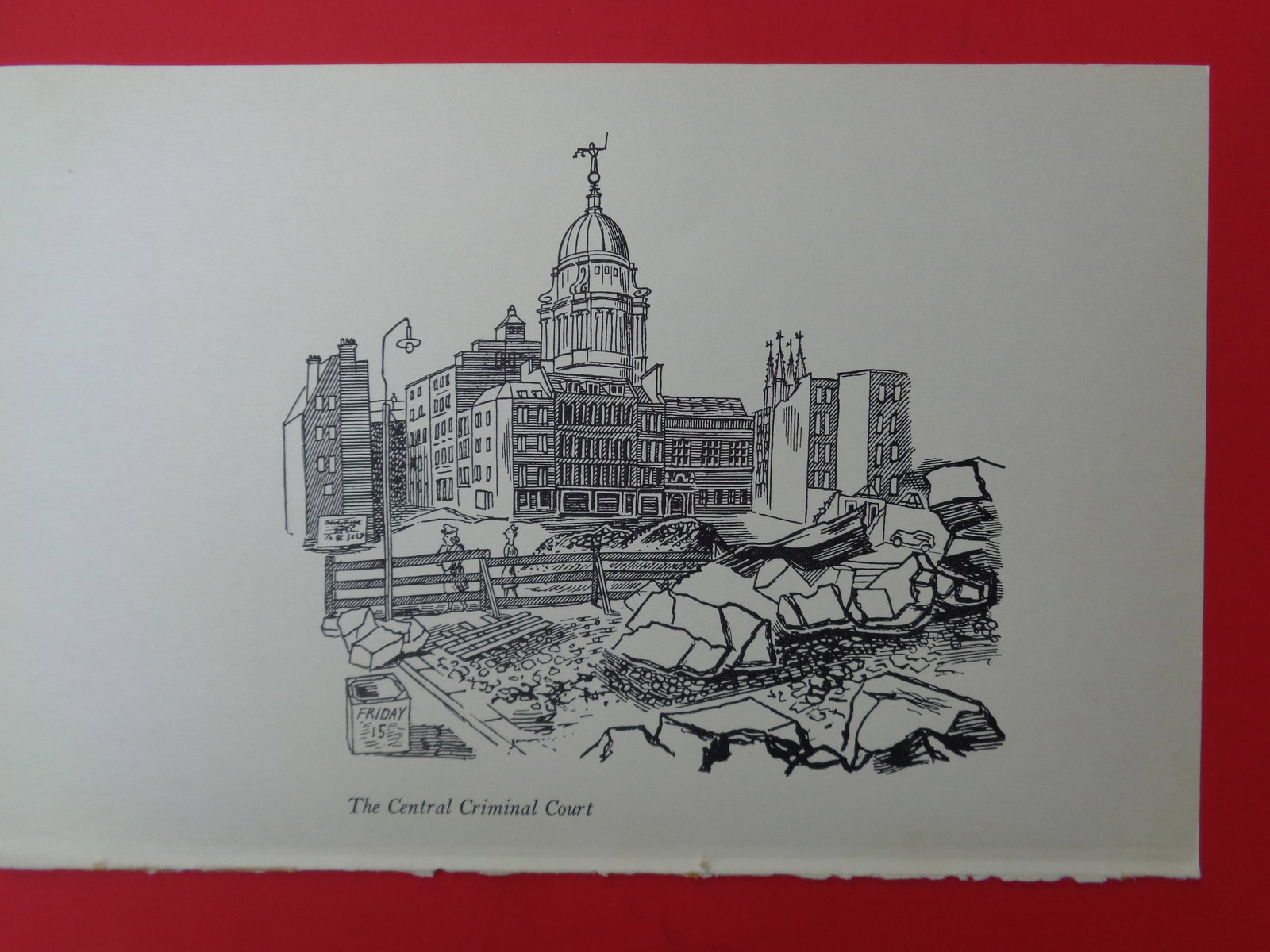 Edward Bawden CBE RA Original Vintage Historic Lithograph of London Historic Old Bailey Court: Title: Edward Bawden CBE RA Original Vintage Historic Lithograph of London Historic Old Bailey Court Description: The Old Bailey / Central Criminal Court: A Great Gift for Lawyers/Barristers. 