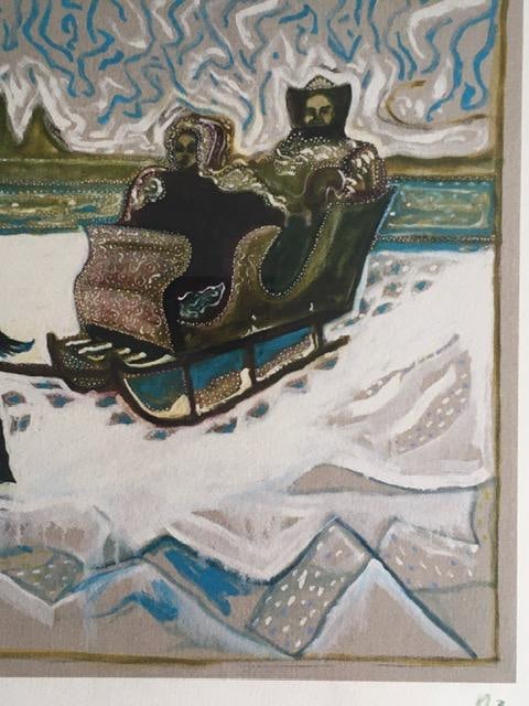 Billy Childish(b1959)'Dog Sleigh' Signed, Editioned, Pigment Print, Framed, 2013 - 2