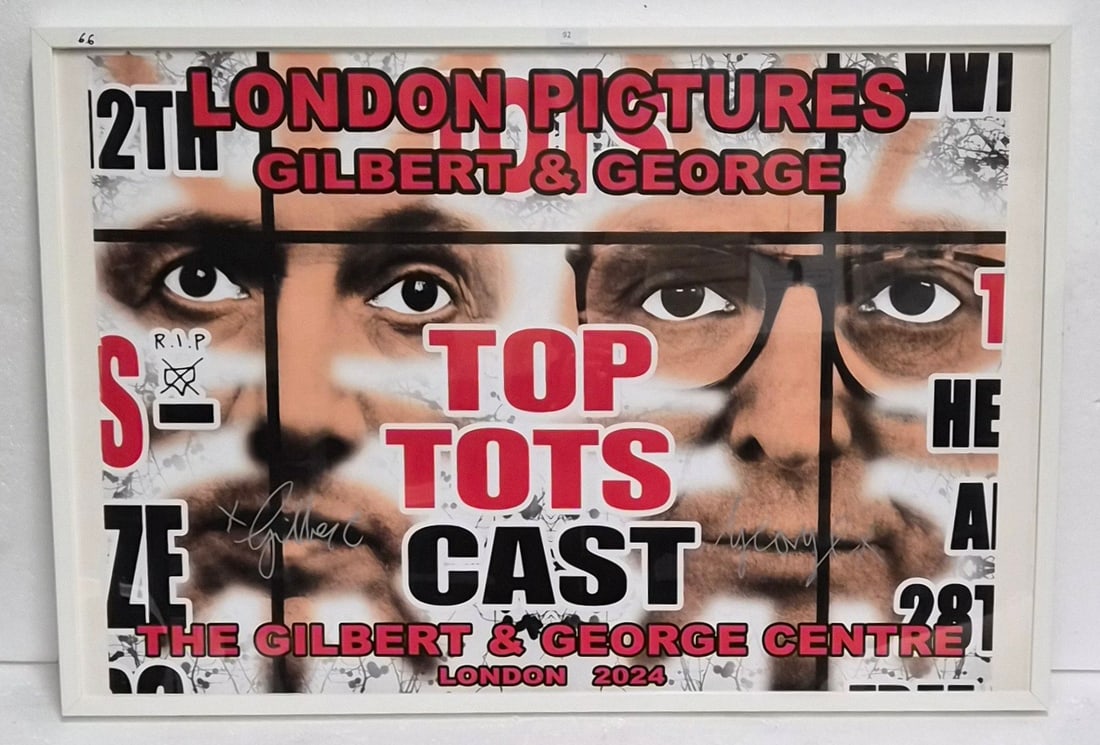 Gilbert & George (b.1943 & 42) ‘Top Tots’, Offset Lithograph, Signed, Open Edition, Fram: Title: Gilbert & George (b.1943 & 42) ‘Top Tots’, Offset Lithograph, Signed, Open Edition, Framed, 2024 Description: GILBERT & GEORGE (b.1943 & 42) ‘TOP TOTS