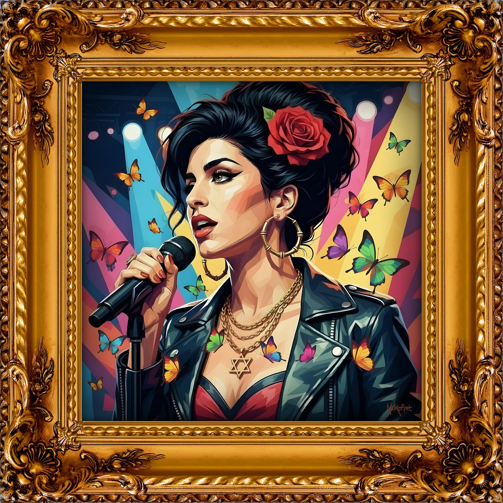 MikoArt - Epoxy Liquid Gloss - 07FP/Amy Winehouse: Title: MikoArt - Epoxy Liquid Gloss - 07FP/Amy Winehouse Description: MikoArt is the artistic label under which Miechel Kockelkoren pushes the boundaries of digital painting. His multicoloured