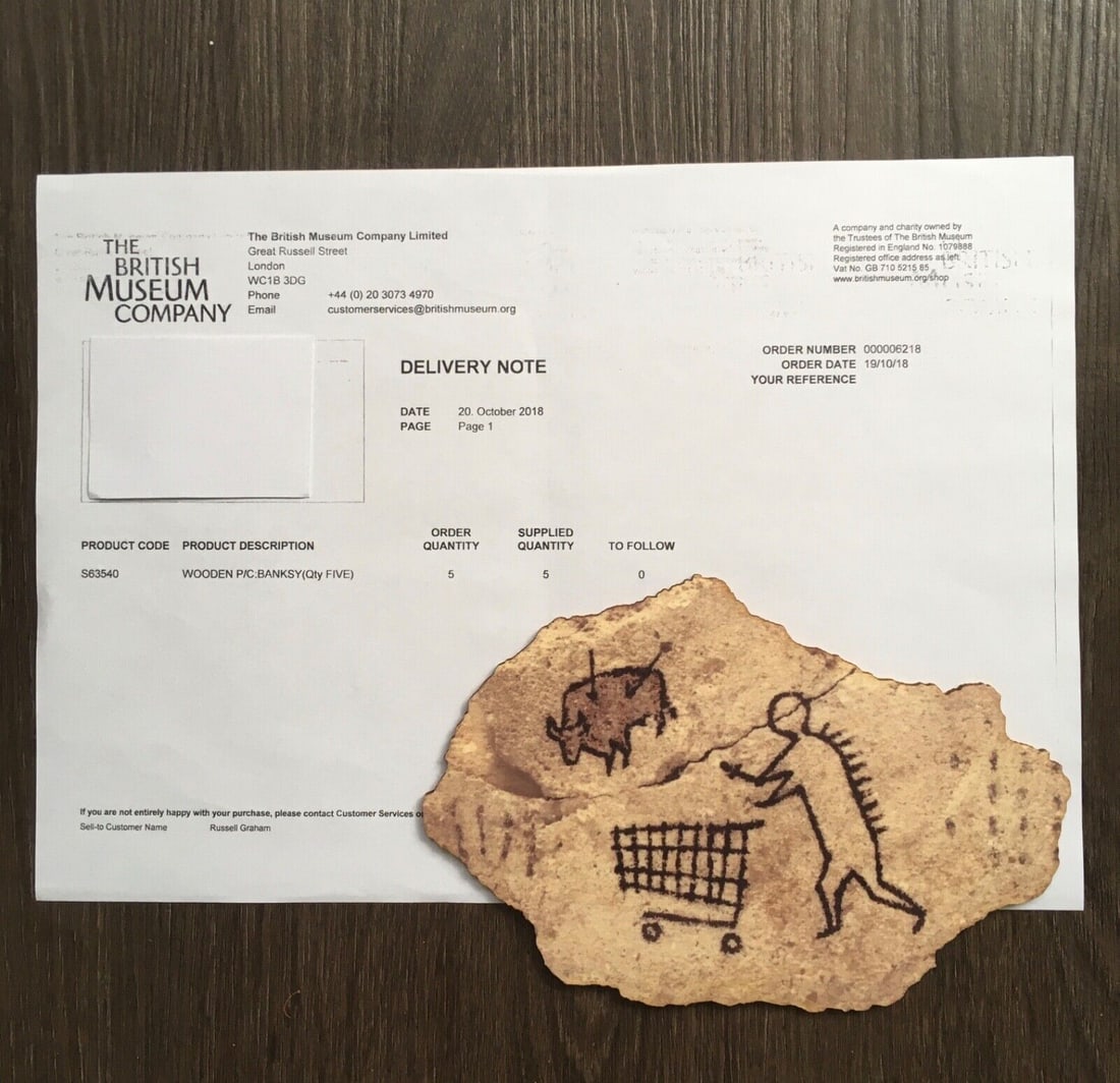 Banksy (b1974) ‘Peckham Rock - Shopping Trolleys’, Ist Ed, Cork Wooden Postcard, Authent - 5