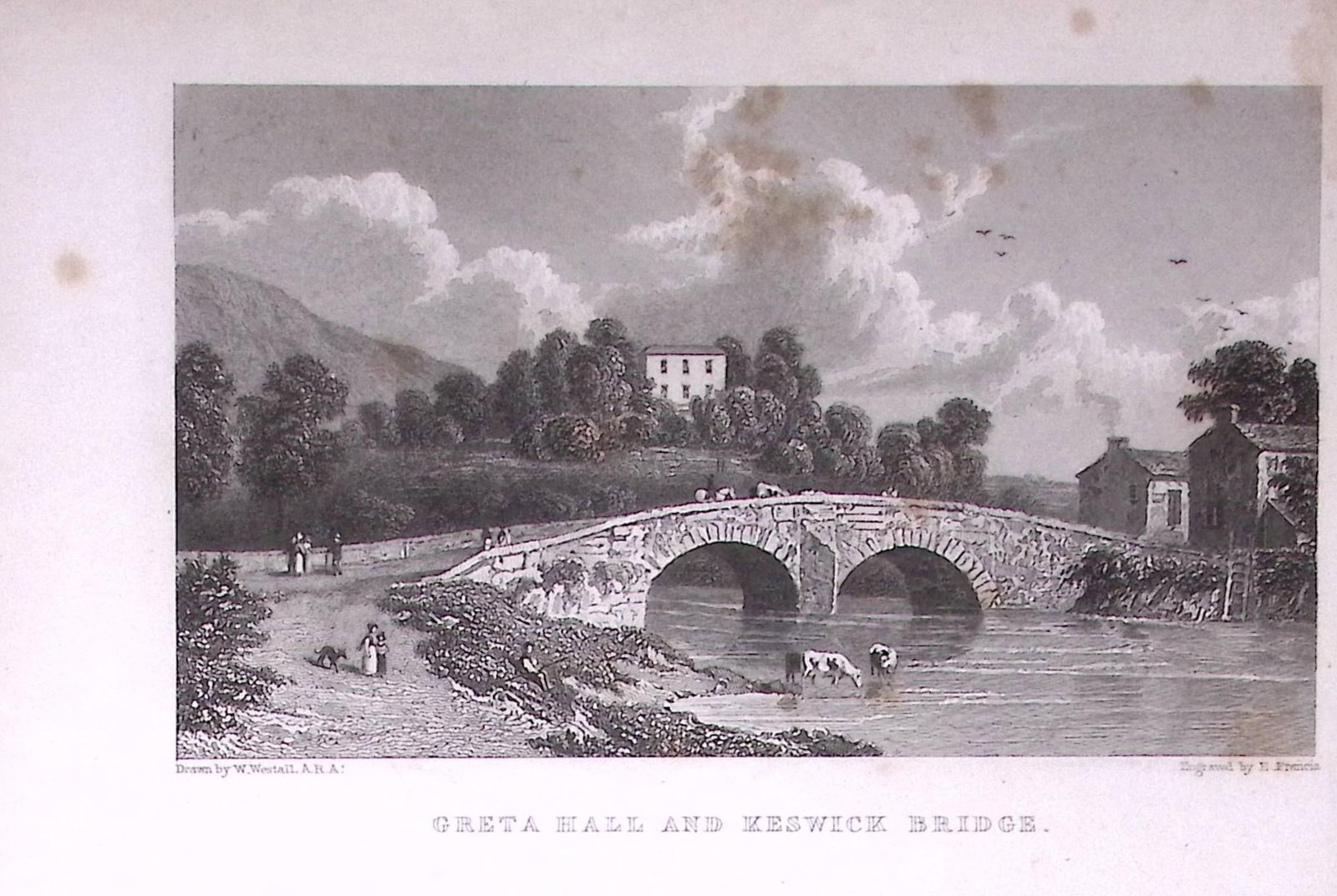 Keswick Bridge Lake District 196 Years-Old Antique Steel Engraving-41-TR: Title: Keswick Bridge Lake District 196 Years-Old Antique Steel Engraving-41-TR Description: This Steel Engraved Print Has Been Removed from an Antique Edition of. Great Britain Illustrated by