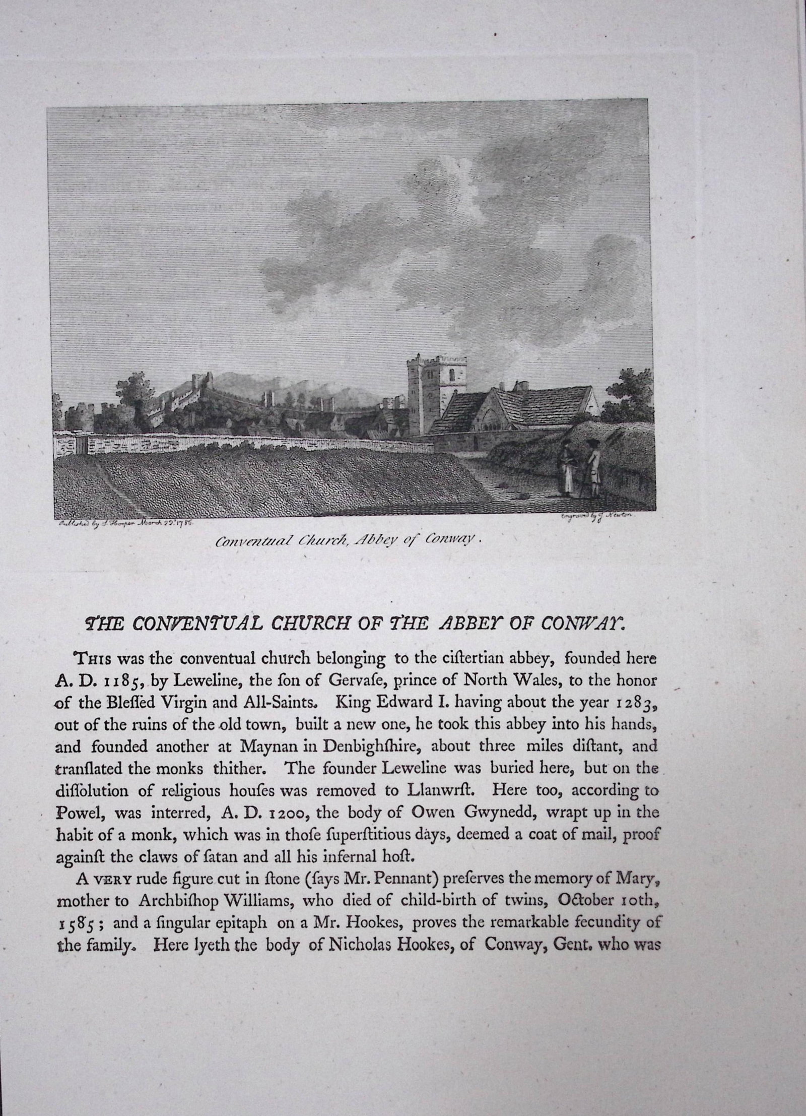 Wales The Abbey Of Conwy Flintshire F. Grose Antique Copper Engraving-65-TR (1 of 2)