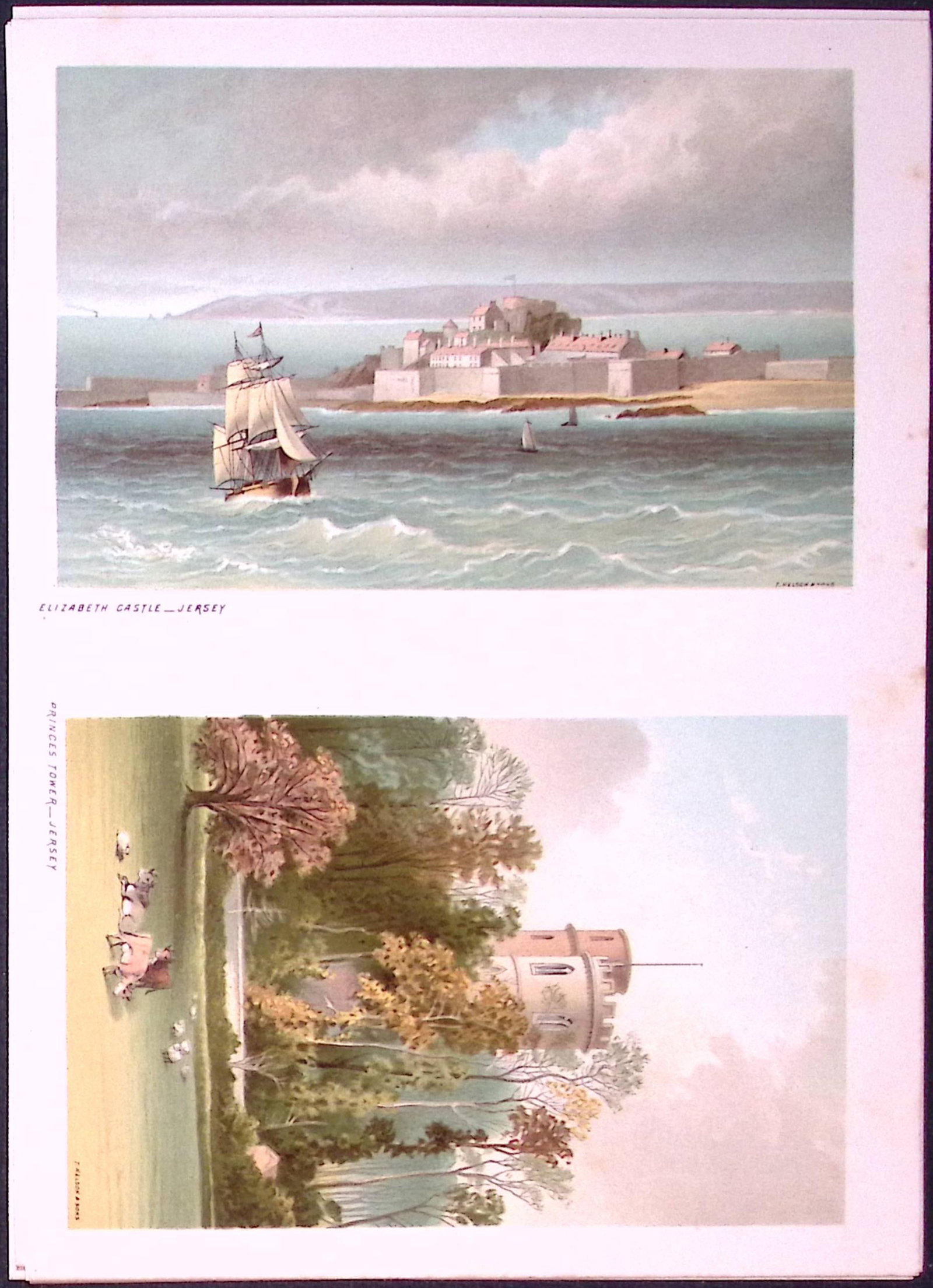 Jersey Elizabeth Castle & Princes Tower Victorian Antique Double Print-38 (1 of 1)