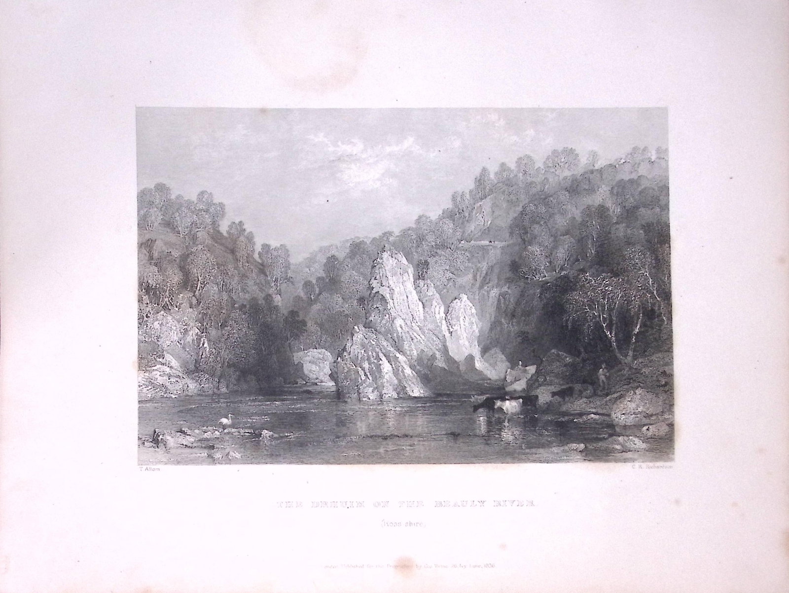 The Drhuin On Beauly River Scotland W Beattie 188 Years-Old Antique Steel Engraving-30: Title: The Drhuin On Beauly River Scotland W Beattie 188 Years-Old Antique Steel Engraving-30 Description: Scotland Illustrated in a Series of Views Takes Expressly for This Work by Messrs William