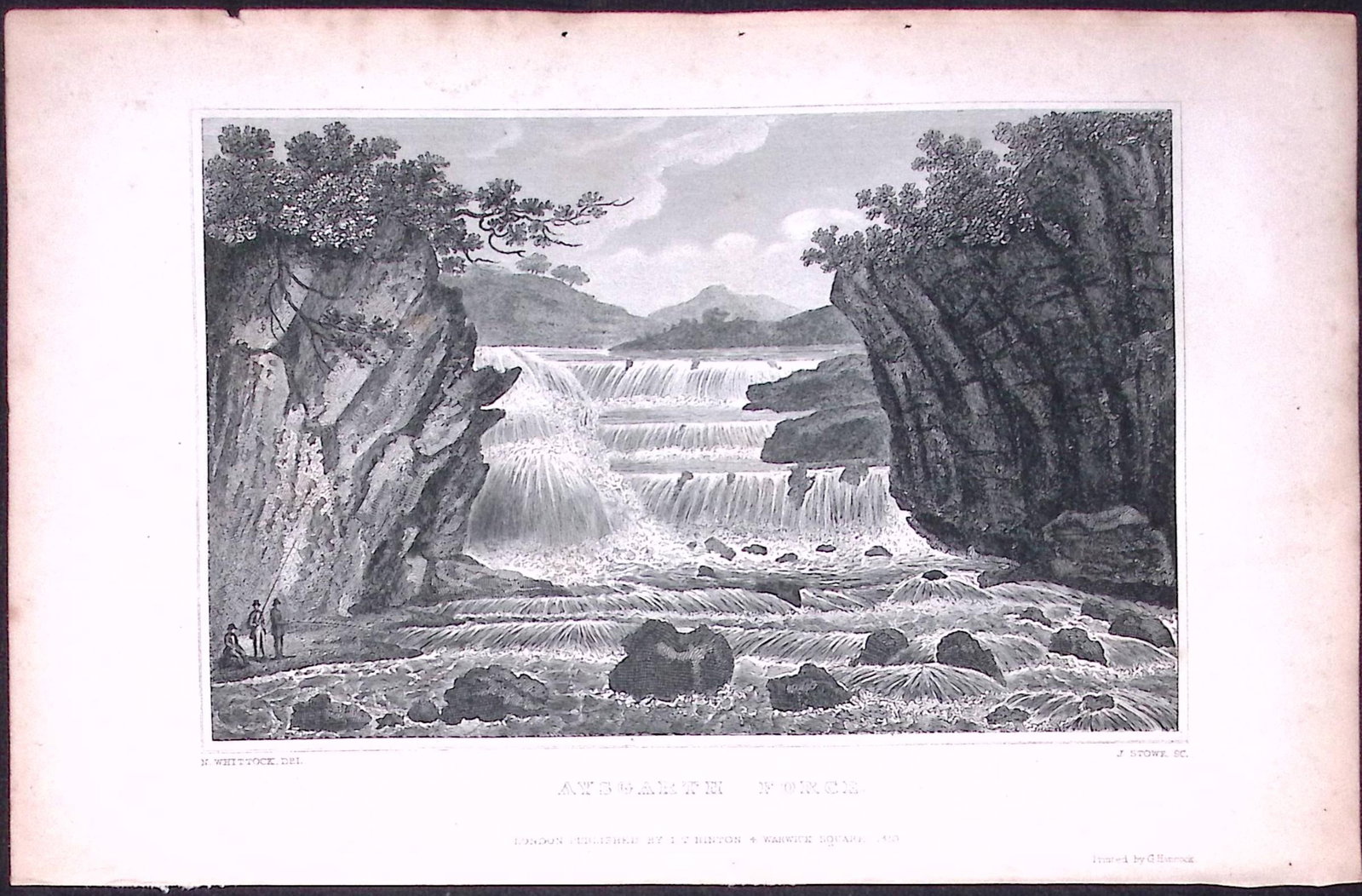 Aysgarth Force Yorkshire 198 Years-Old Thomas Allen Antique Steel Engraving-10 (1 of 1)