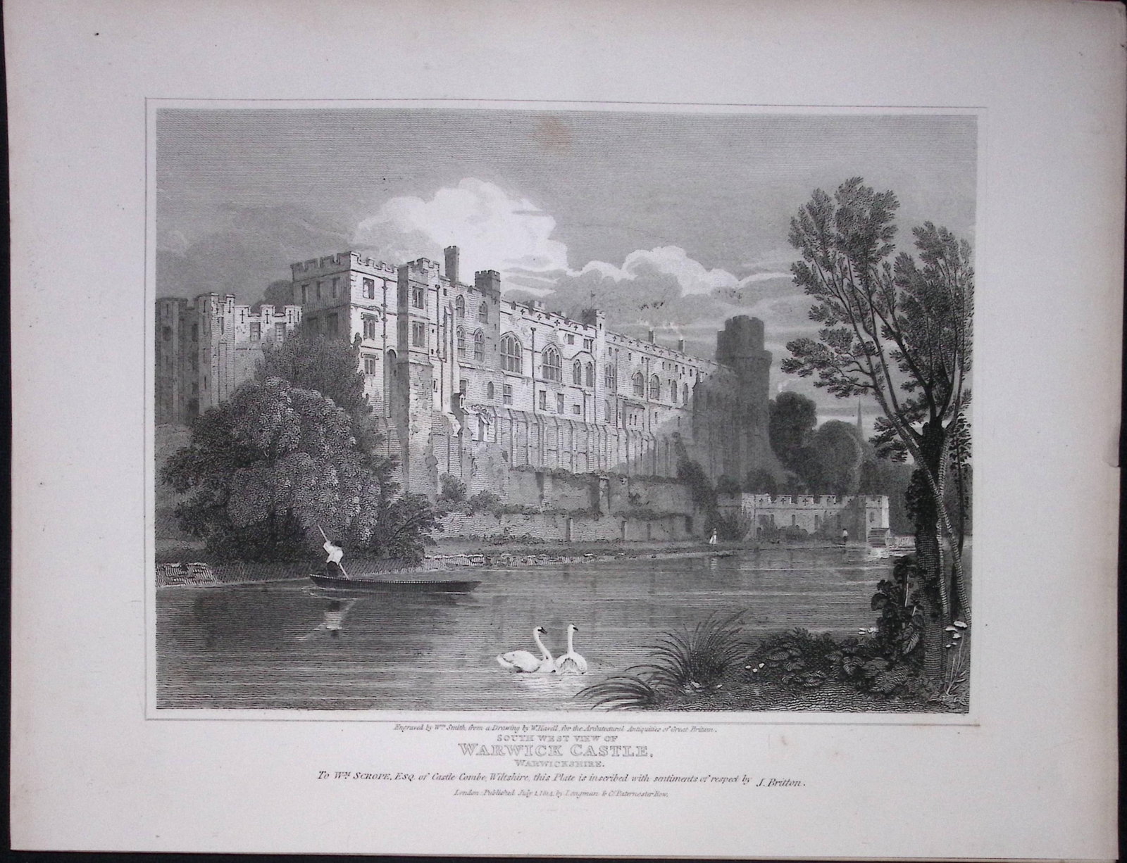 Warwick Castle Warwick 190 Years-Old Rare John Britton Antique Steel Engraving-123: Title: Warwick Castle Warwick 190 Years-Old Rare John Britton Antique Steel Engraving-123 Description: This 191 Years-Old Steel Gilt-Edged Engraved Plate Has Been Removed from an Antique Edition of