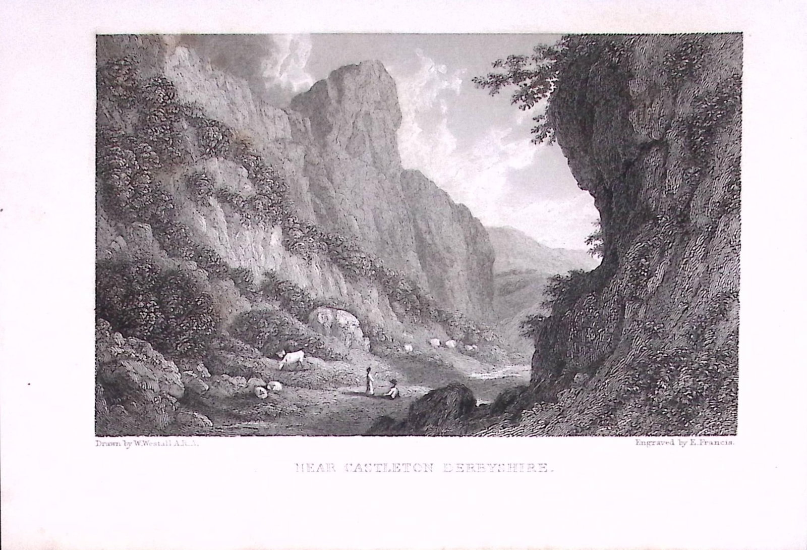 Castleton Peak District 196 Years-Old Antique Steel Engraving-7-TR: Title: Castleton Peak District 196 Years-Old Antique Steel Engraving-7-TR Description: This Steel Engraved Print Has Been Removed from an Antique Edition of. Great Britain Illustrated by William
