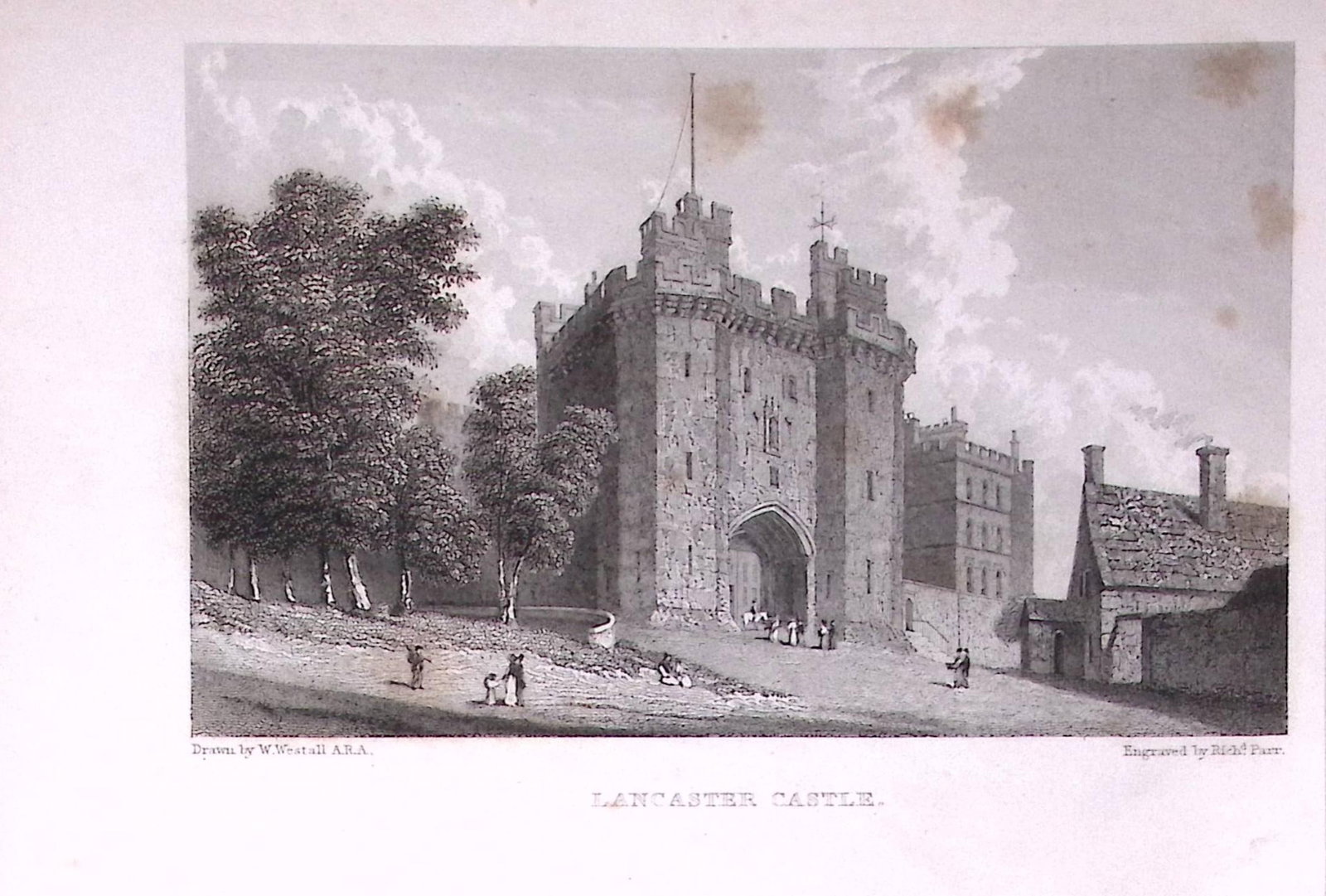 Lancaster Castle Lancashire 196 Years-Old Antique Steel Engraving-14-TR: Title: Lancaster Castle Lancashire 196 Years-Old Antique Steel Engraving-14-TR Description: This Steel Engraved Print Has Been Removed from an Antique Edition of. Great Britain Illustrated by W