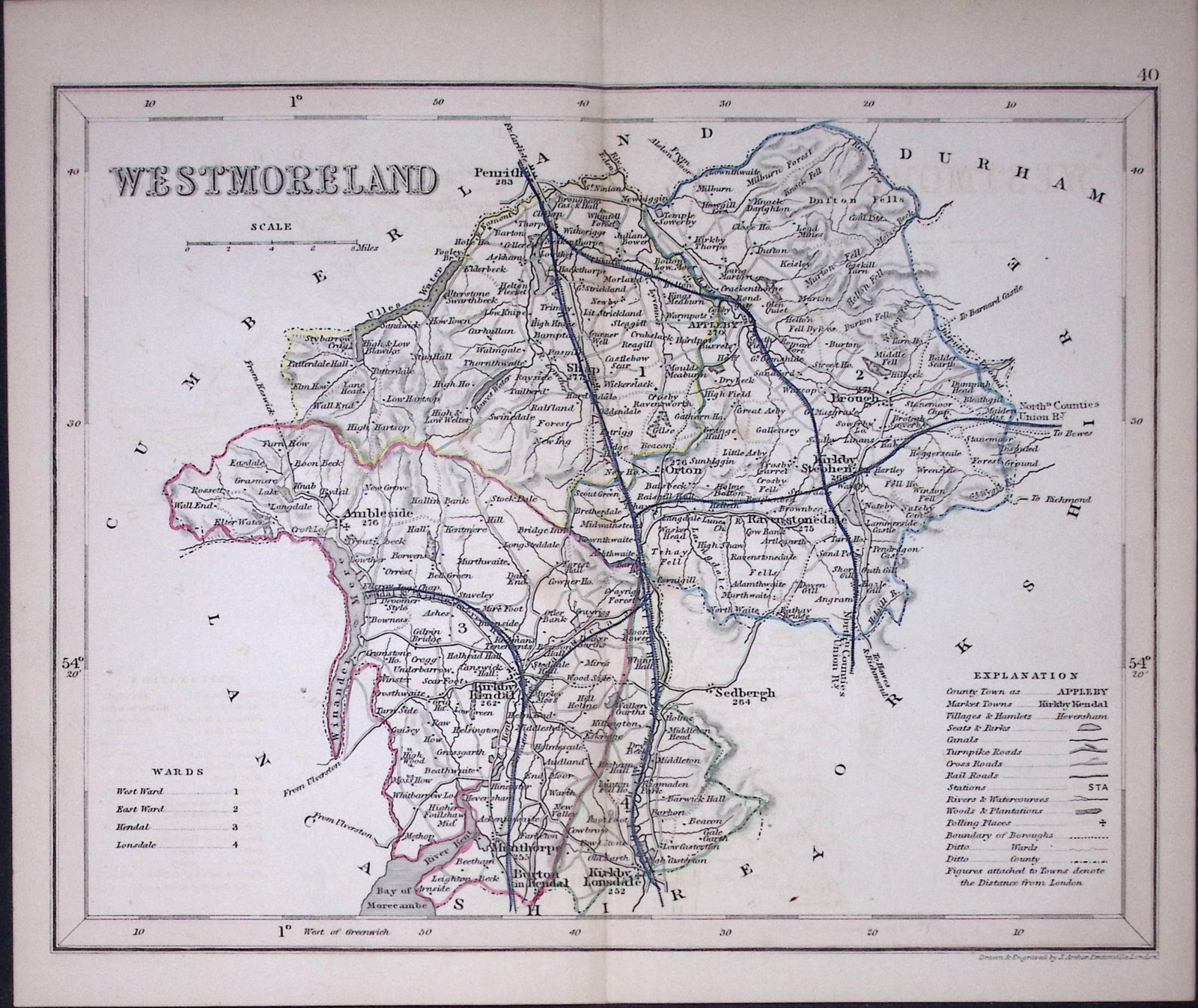 Lake District-Dugdale & Archer Antique 180 Years-Old Steel Engraved Map-11: Title: Lake District-Dugdale & Archer Antique 180 Years-Old Steel Engraved Map-11 Description: This Antique Coloured Engraved Map Has Been Removed from an Antique Edition of. Thomas Dugdale