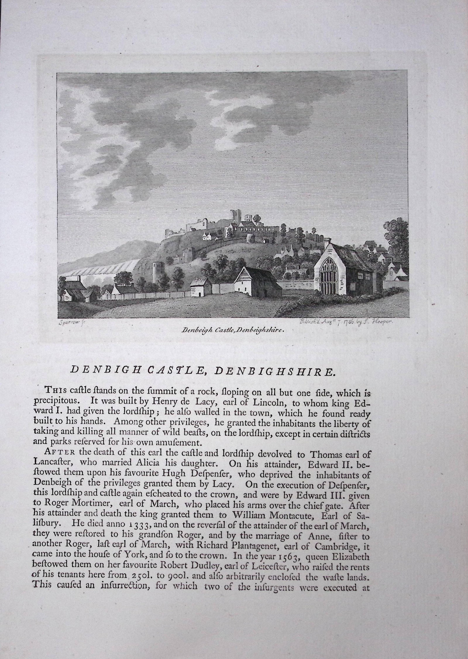 Wales Denbigh Castle F. Grose Antique Copper Engraving-50-TR: Title: Wales Denbigh Castle F. Grose Antique Copper Engraving-50-TR Description: This Antique Book Plate Was Removed from Francis Grose's Antiquities of England &Wales Published (Circa)