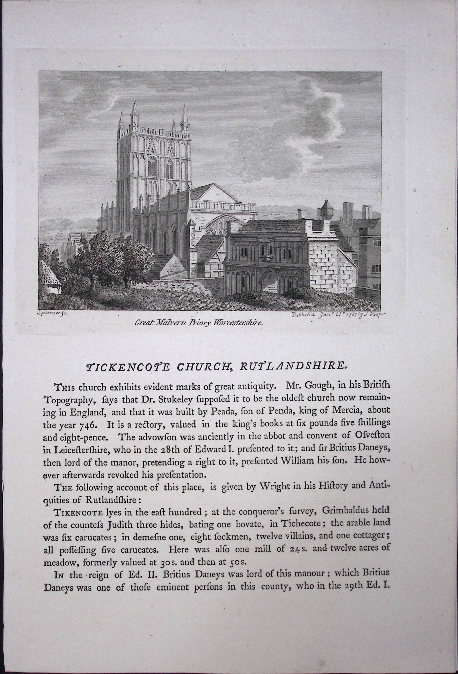 Wales Tickencote Church Rutlandshire F. Grose Antique Copper Engraving-72-TR: Title: Wales Tickencote Church Rutlandshire F. Grose Antique Copper Engraving-72-TR Description: This Antique Book Plate Was Removed from Francis Grose's Antiquities of England &Wales