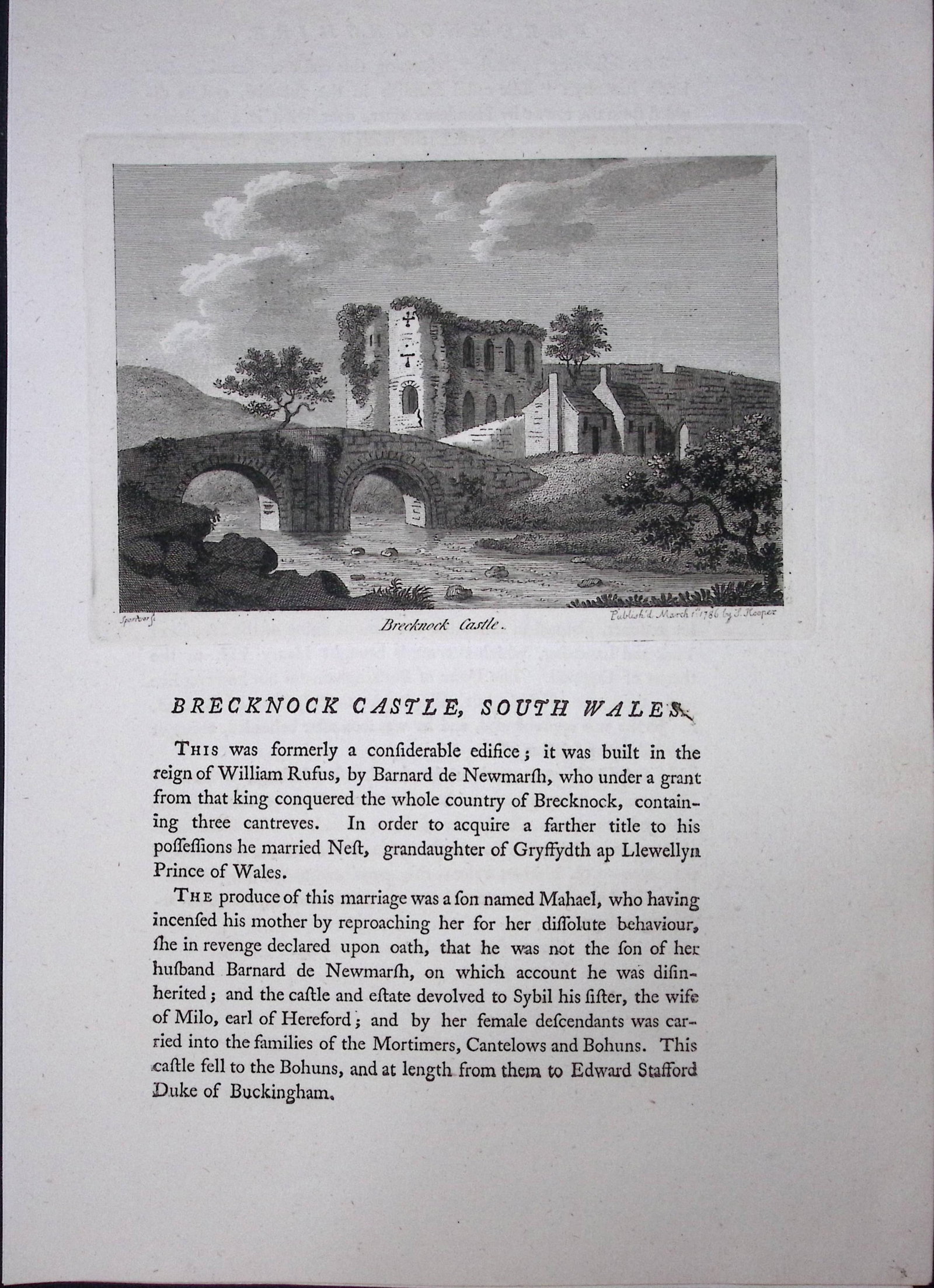 Wales Brecknock Castle Powys F. Grose Antique Copper Engraving-59-TR: Title: Wales Brecknock Castle Powys F. Grose Antique Copper Engraving-59-TR Description: This Antique Book Plate Was Removed from Francis Grose's Antiquities of England &Wales Published 