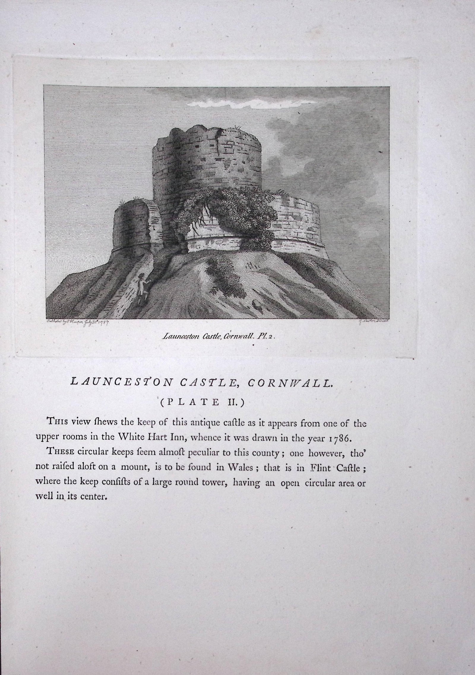 Cornwall Launceston Castle F. Grose Antique Copper Engraving-3-TR: Title: Cornwall Launceston Castle F. Grose Antique Copper Engraving-3-TR Description: This Antique Book Plate Was Removed from Francis Grose's Antiquities of England &Wales Published 
