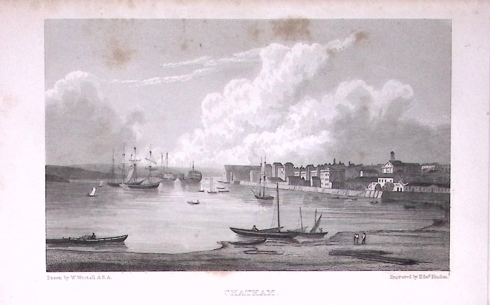 Chatham Docks Kent 196 Years-Old Antique Steel Engraving-28-TR: Title: Chatham Docks Kent 196 Years-Old Antique Steel Engraving-28-TR Description: This Steel Engraved Print Has Been Removed from an Antique Edition of. Great Britain Illustrated by William Westall.