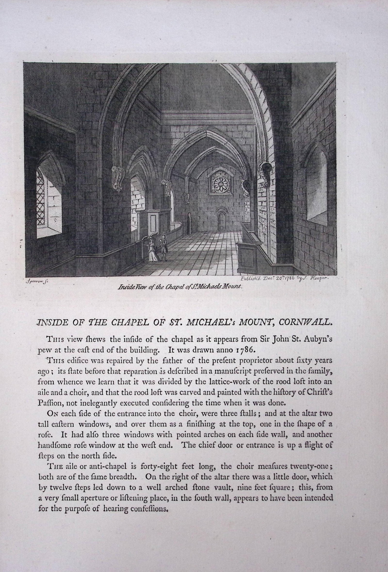Cornwall St Michael’s Mount Chapel F. Grose Antique Copper Engraving-11-TR (1 of 2)