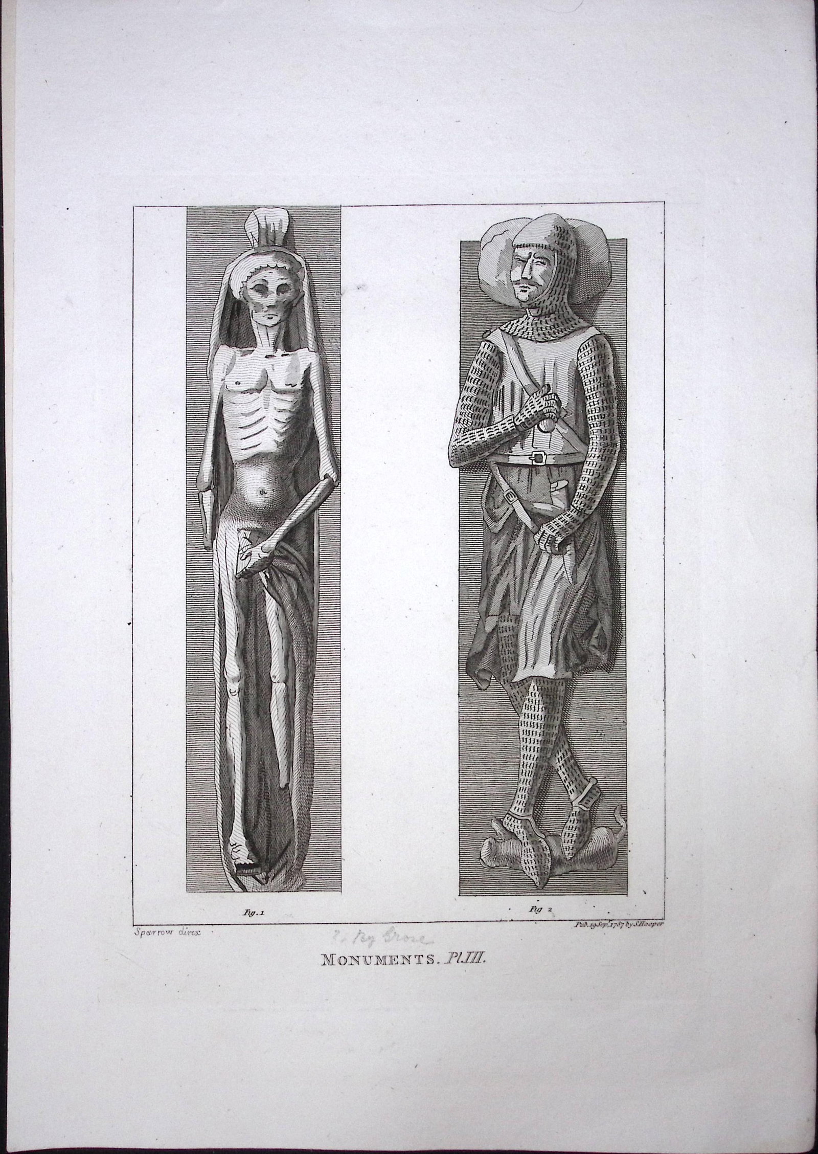 Medieval Alive & Dead Monuments F. Grose Antique Copper Engraving-78-TR: Title: Medieval Alive & Dead Monuments F. Grose Antique Copper Engraving-78-TR Description: This Antique Book Plate Was Removed from Francis Grose's Antiquities of England &Wales