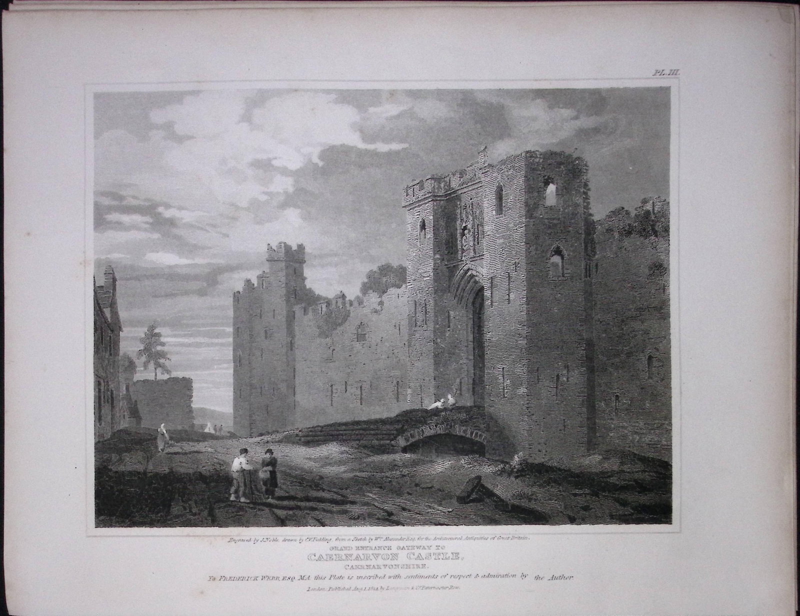 Caernarvon Castle Wales 190 Years-Old Rare John Britton Antique Steel Engraving-118: Title: Caernarvon Castle Wales 190 Years-Old Rare John Britton Antique Steel Engraving-118 Description: This 191 Years-Old Steel Gilt-Edged Engraved Plate Has Been Removed from an Antique Edition o