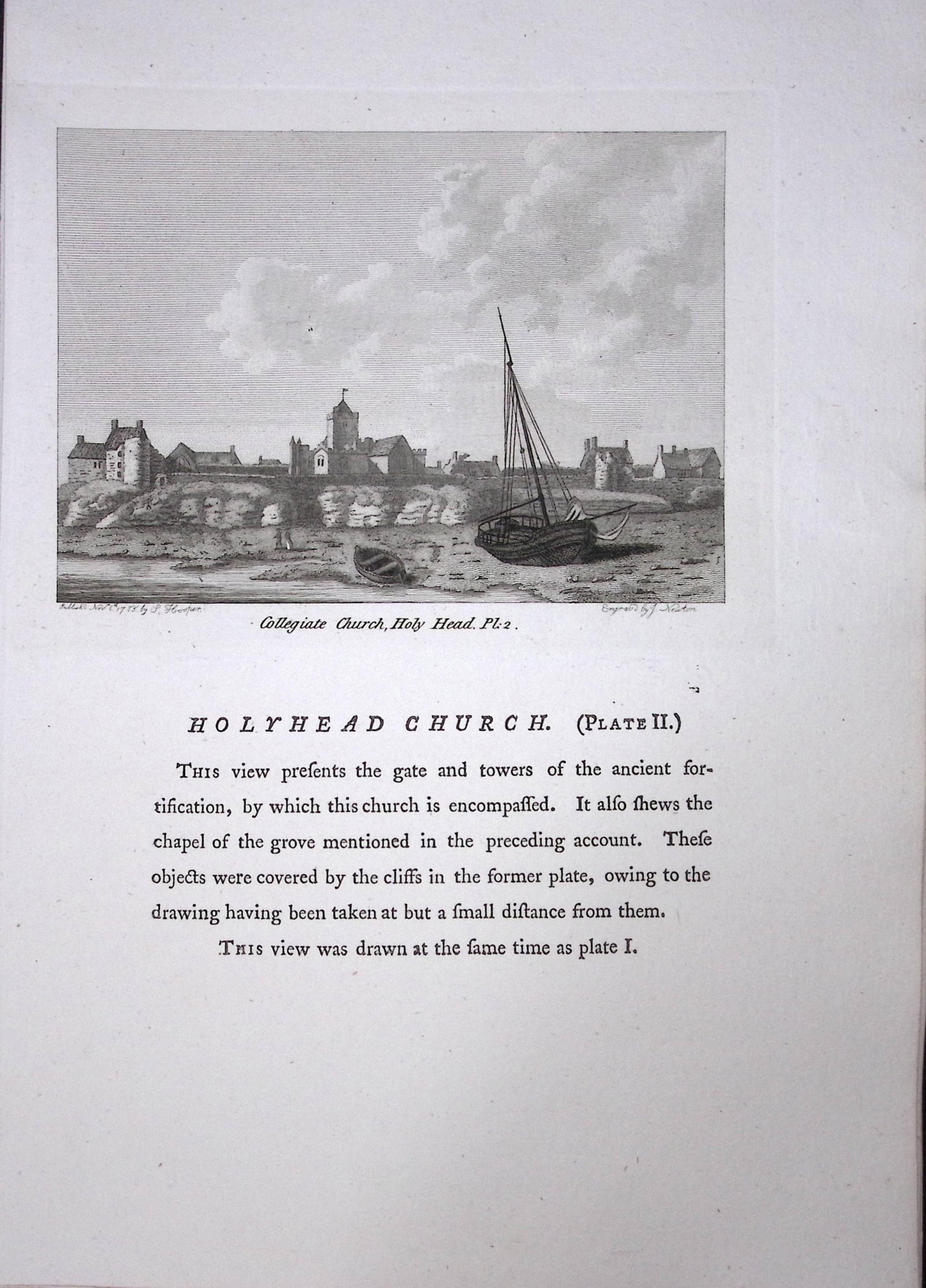 Wales Holyhead Church Anglesey F. Grose Antique Copper Engraving-68-TR: Title: Wales Holyhead Church Anglesey F. Grose Antique Copper Engraving-68-TR Description: This Antique Book Plate Was Removed from Francis Grose's Antiquities of England &Wales Published 