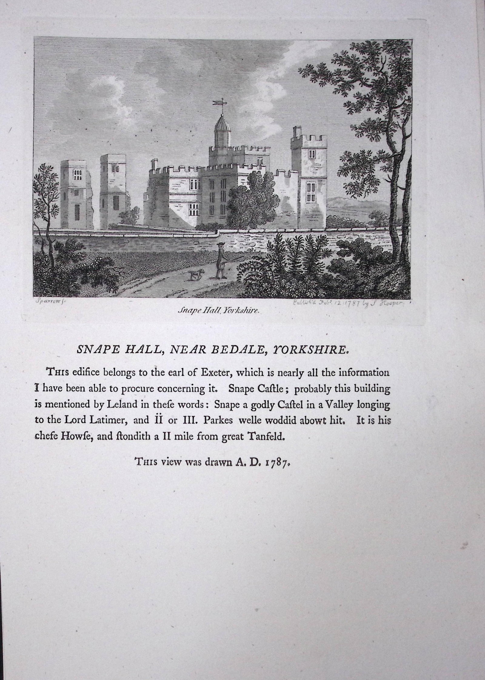 Yorkshire Bedale Snape Hall F. Grose Antique Copper Engraving-31-TR (1 of 2)