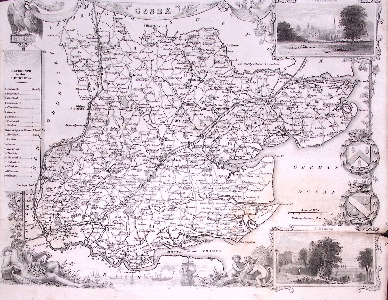 County Essex Detailed 178 years-Old Antique Steel Engraving Map-11-TR (1 of 2)