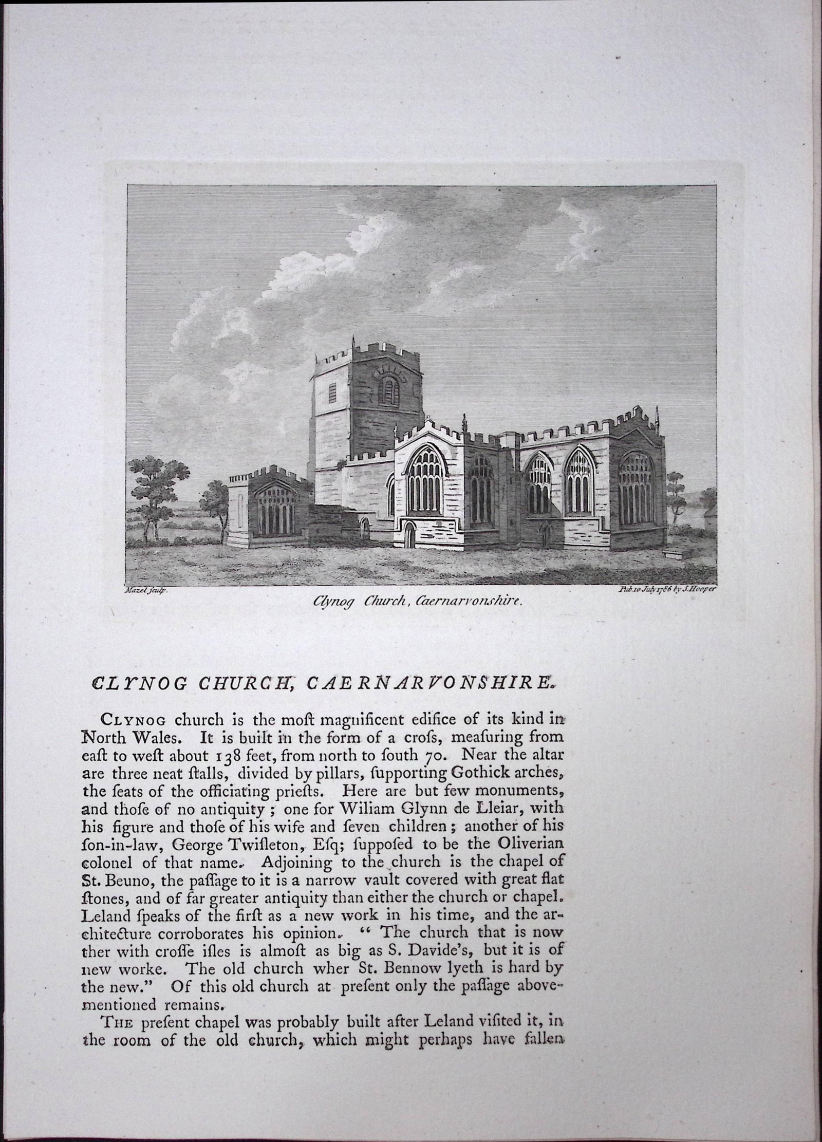 Wales Clynog Church Caernarvonshire F. Grose Antique Copper Engraving-67-TR: Title: Wales Clynog Church Caernarvonshire F. Grose Antique Copper Engraving-67-TR Description: This Antique Book Plate Was Removed from Francis Grose's Antiquities of England &Wales Published&