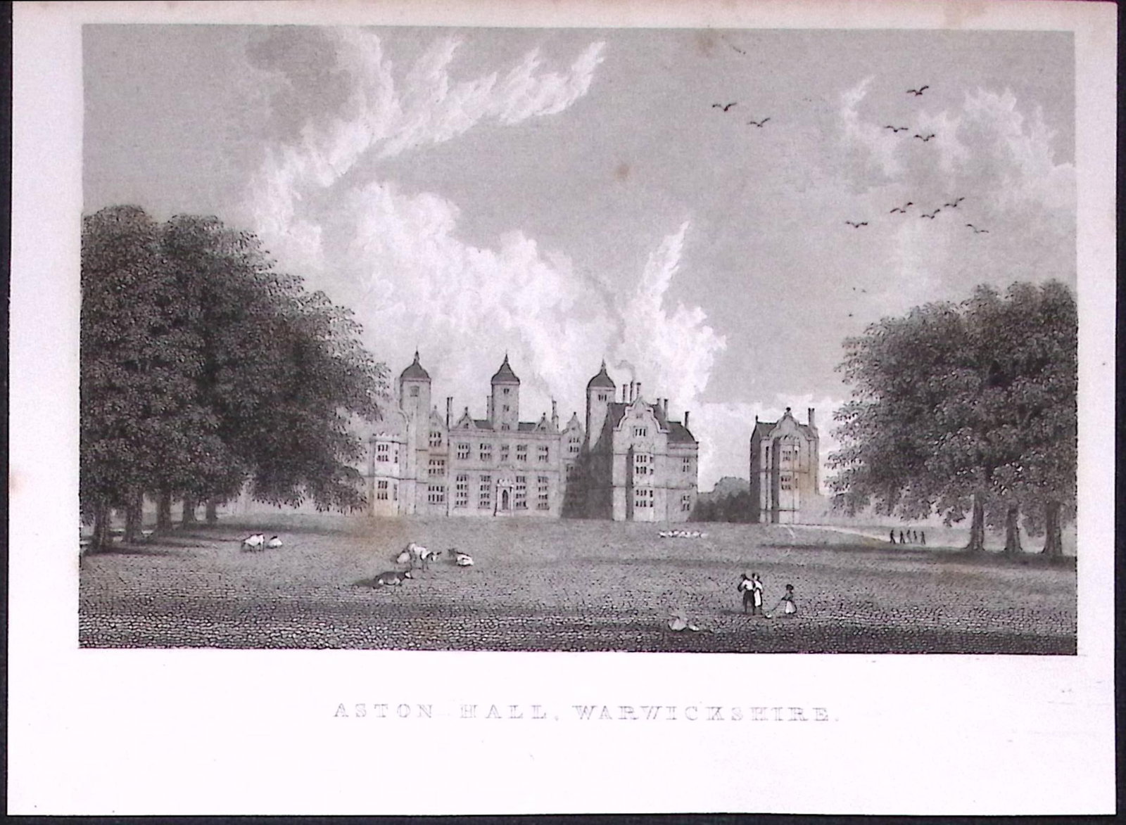 Aston Hall Warwickshire 196 Years-Old Antique Steel Engraving-49-TR: Title: Aston Hall Warwickshire 196 Years-Old Antique Steel Engraving-49-TR Description: This Steel Engraved Print Has Been Removed from an Antique Edition of. Great Britain Illustrated by William
