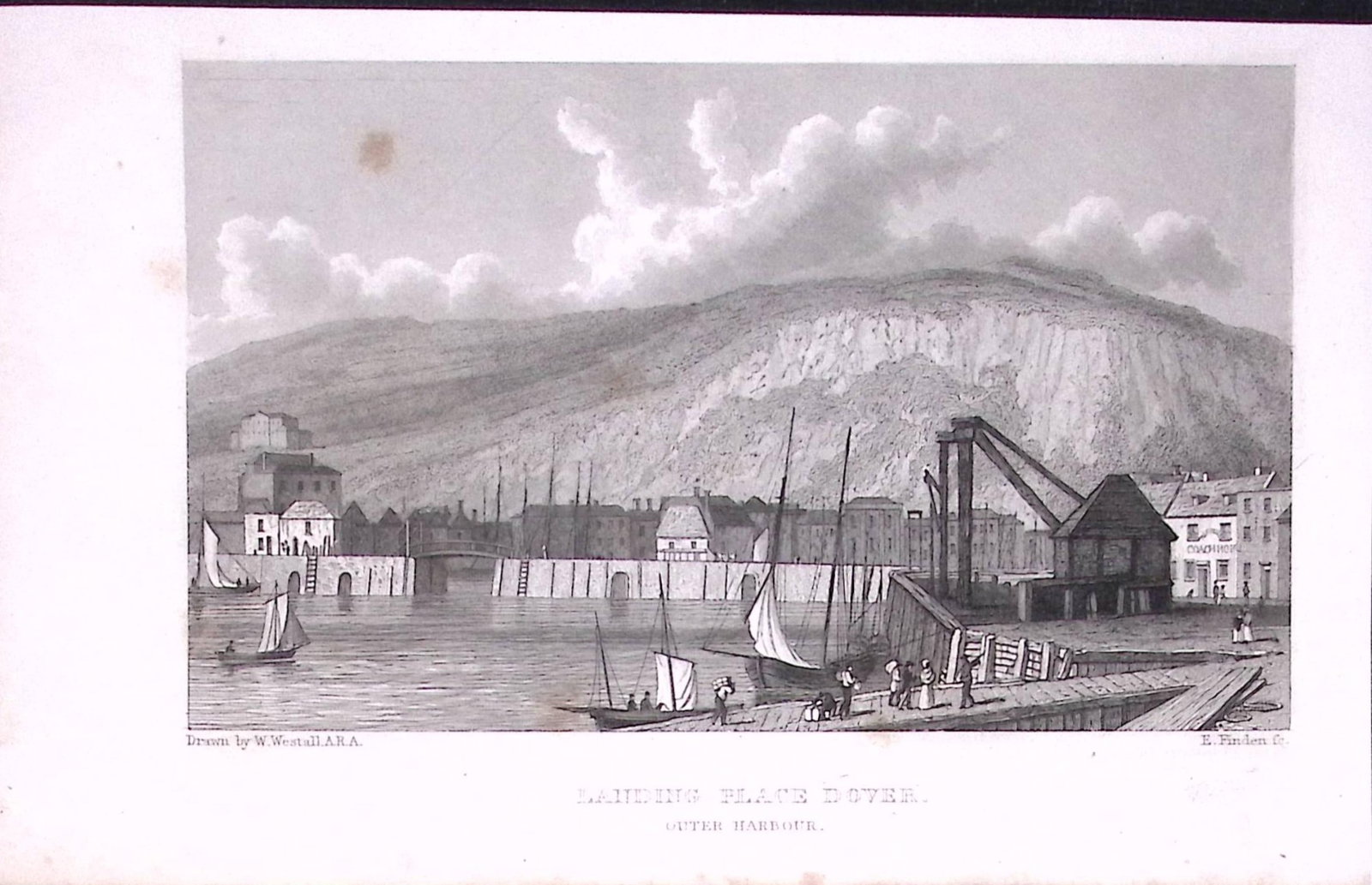 Landing Place Harbour Dover 196 Years-Old Antique Steel Engraving-3-TR: Title: Landing Place Harbour Dover 196 Years-Old Antique Steel Engraving-3-TR Description: This Steel Engraved Print Has Been Removed from an Antique Edition of. Great Britain Illustrated by Wi