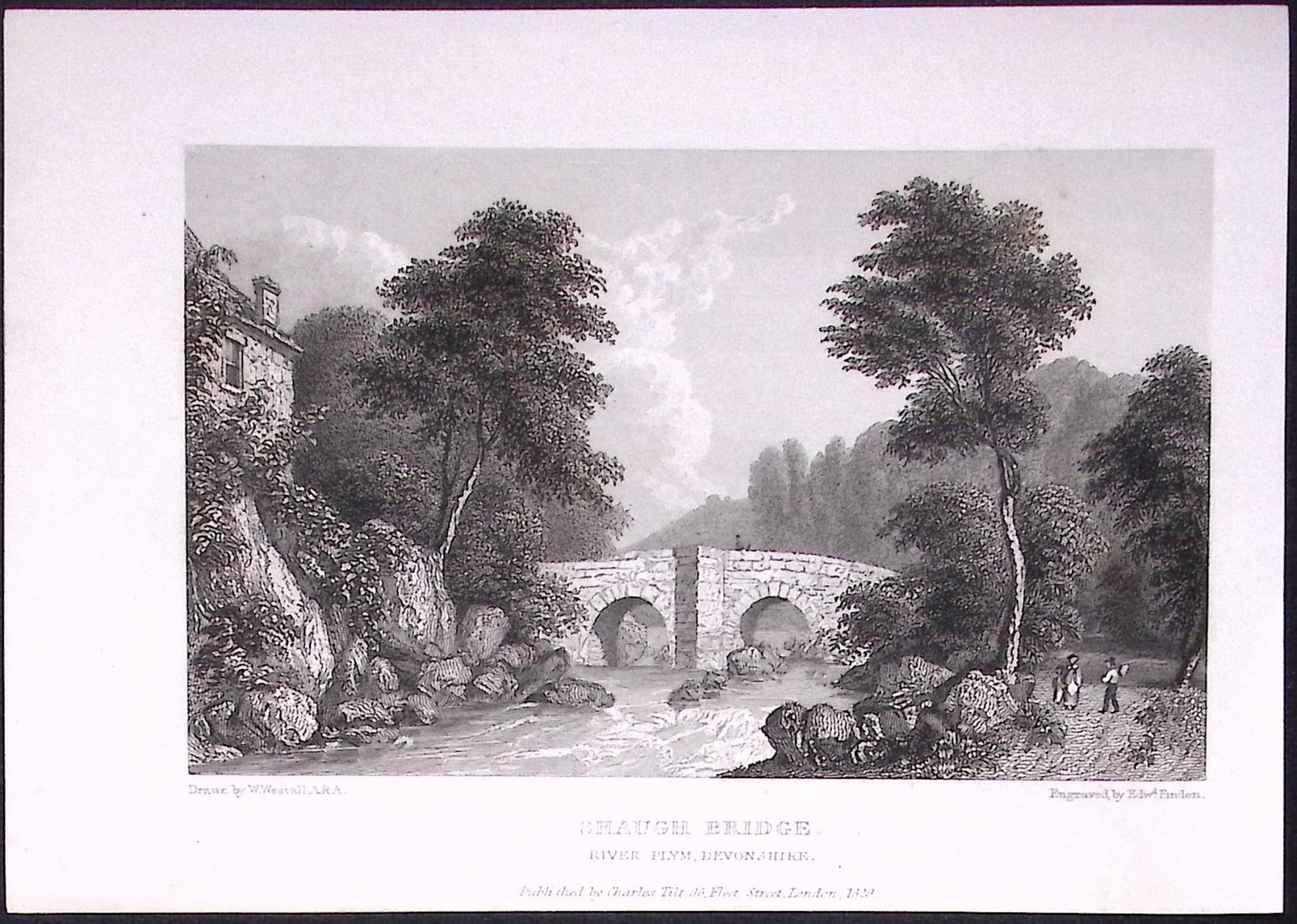 Shaugh Bridge Devon 196 Years-Old Antique Steel Engraving-10-TR (1 of 2)