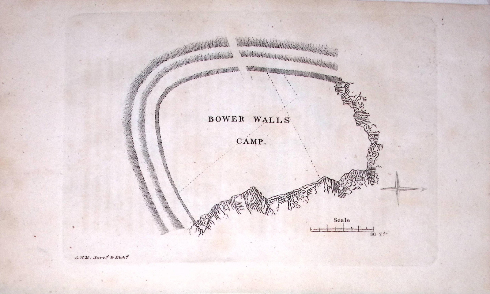Bower Walls Camp 224 Years-Old Historic and Picturesque Clifton Bristol Print-17.: Title: Bower Walls Camp 224 Years-Old Historic and Picturesque Clifton Bristol Print-17. Description: This 224 Years-Old Engraved Plate Has Been Removed from an Antique Edition of. Fugiti