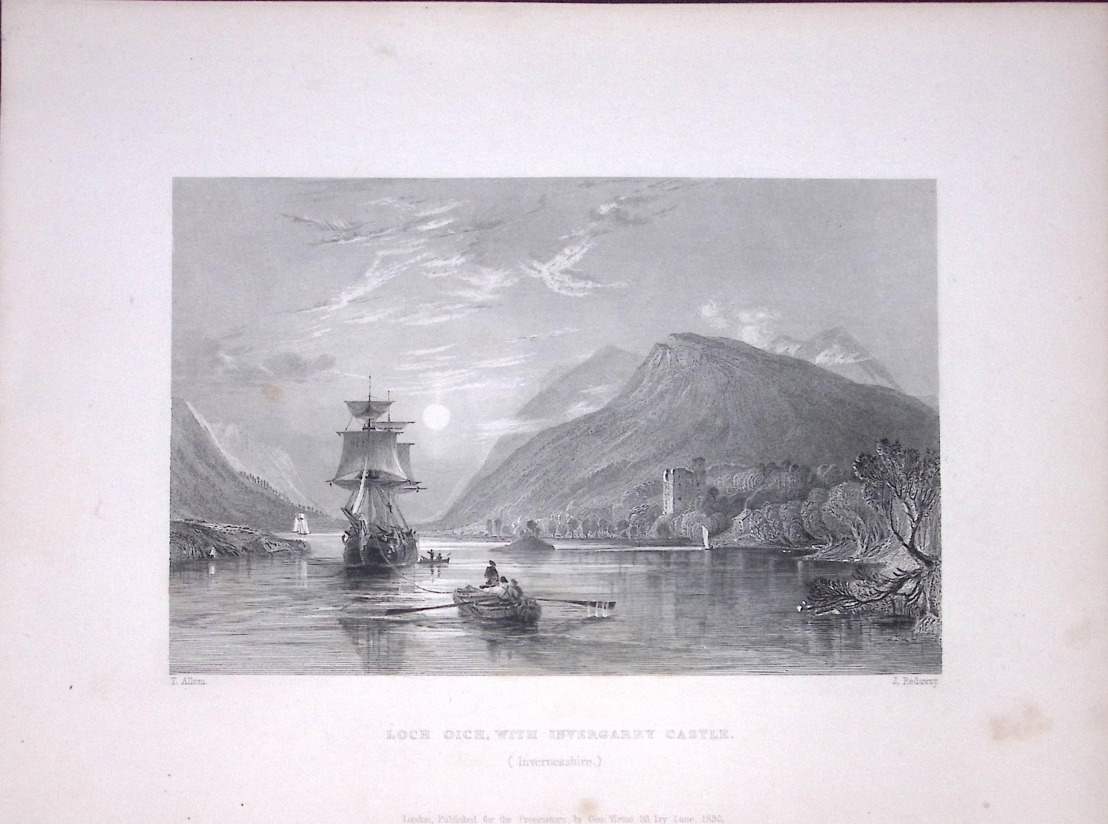 Invergarry Castle Scotland W Beattie 188 Years-Old Antique Steel Engraving-33: Title: Invergarry Castle Scotland W Beattie 188 Years-Old Antique Steel Engraving-33 Description: Scotland Illustrated in a Series of Views Takes Expressly for This Work by Messrs William Beattie.