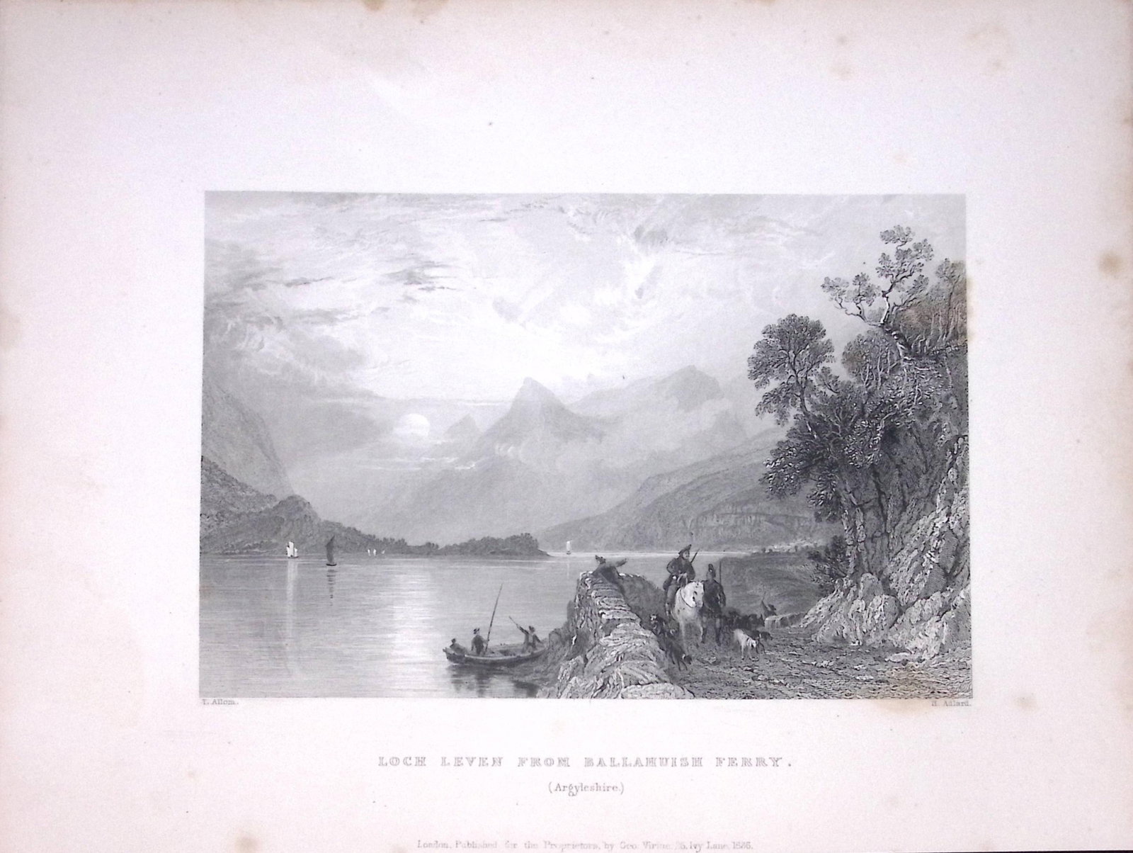 Ballahuish Ferry Loch Leven Scotland W Beattie 188 Years-Old Antique Steel Engraving-38: Title: Ballahuish Ferry Loch Leven Scotland W Beattie 188 Years-Old Antique Steel Engraving-38 Description: Scotland Illustrated in a Series of Views Takes Expressly for This Work by Messrs William