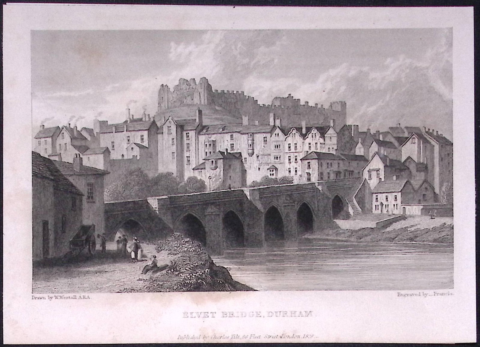 Elvet Bridge Durham 196 Years-Old Antique Steel Engraving-63-TR (1 of 2)