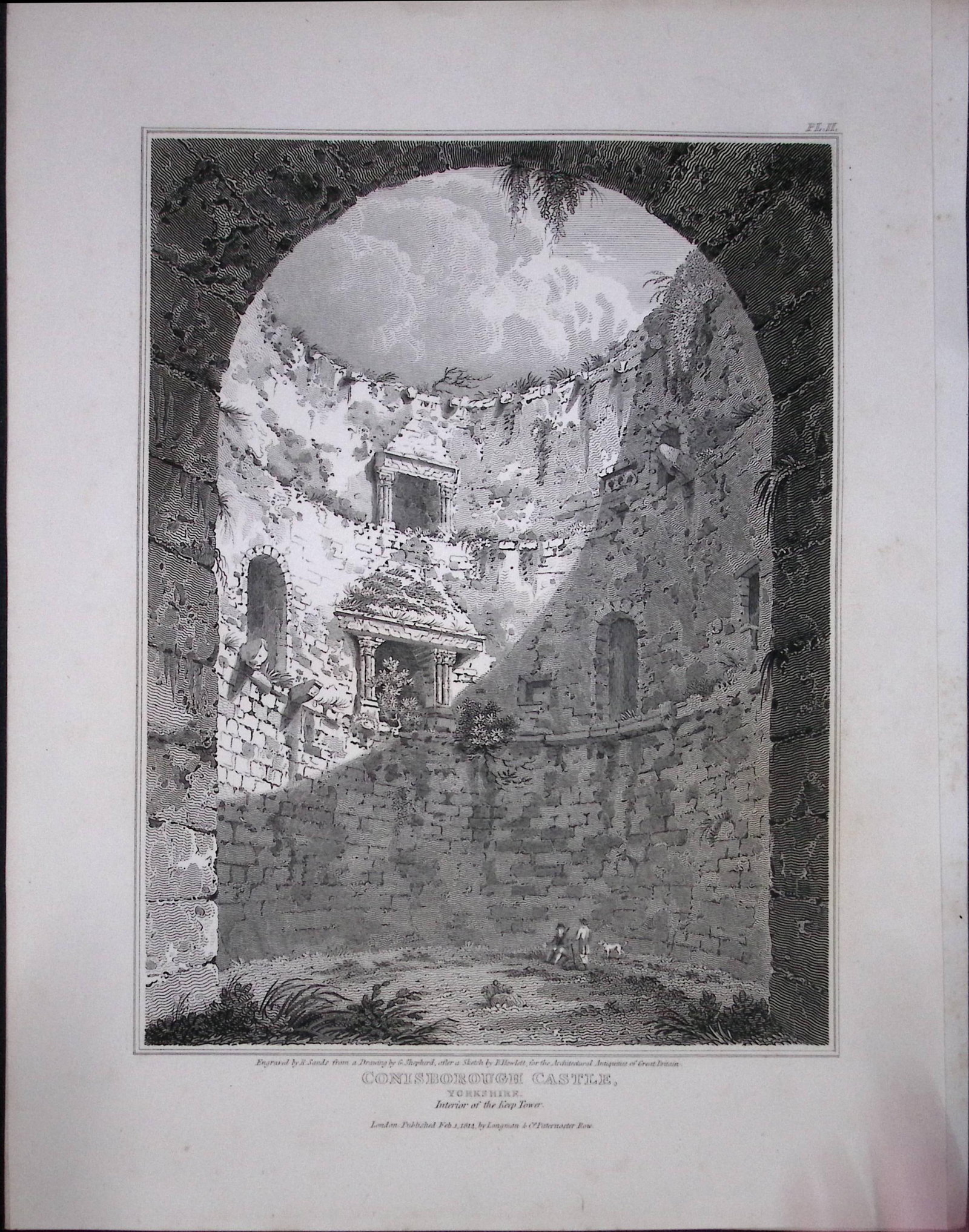Conisborough Castle Yorkshire 190 Years-Old Rare John Britton Antique Steel Engraving-105: Title: Conisborough Castle Yorkshire 190 Years-Old Rare John Britton Antique Steel Engraving-105 Description: This 191 Years-Old Steel Gilt-Edged Engraved Plate Has Been Removed from an Antique