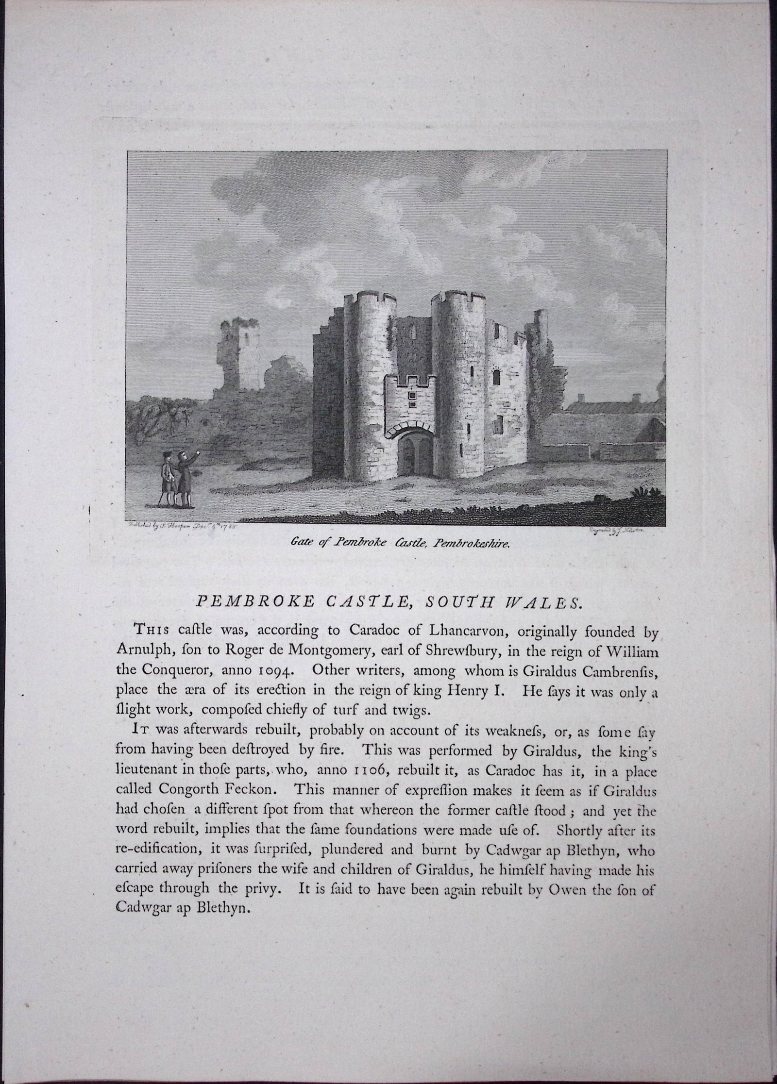 Wales Pembroke Castle F. Grose Antique Copper Engraving-57-TR: Title: Wales Pembroke Castle F. Grose Antique Copper Engraving-57-TR Description: This Antique Book Plate Was Removed from Francis Grose's Antiquities of England &Wales Published (Circa)